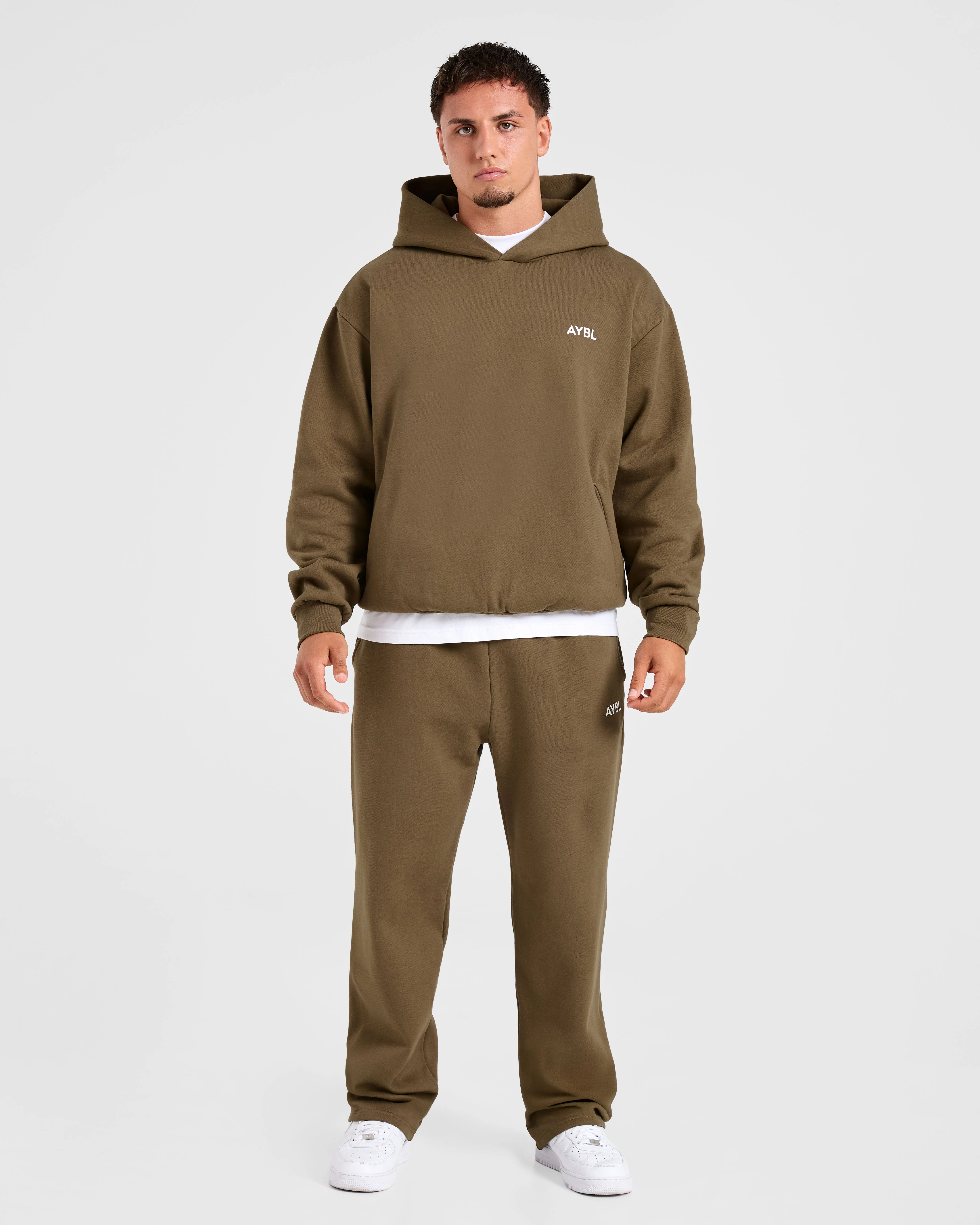 Essential Oversized Straight Leg Joggers- Olive Vert - Image 3