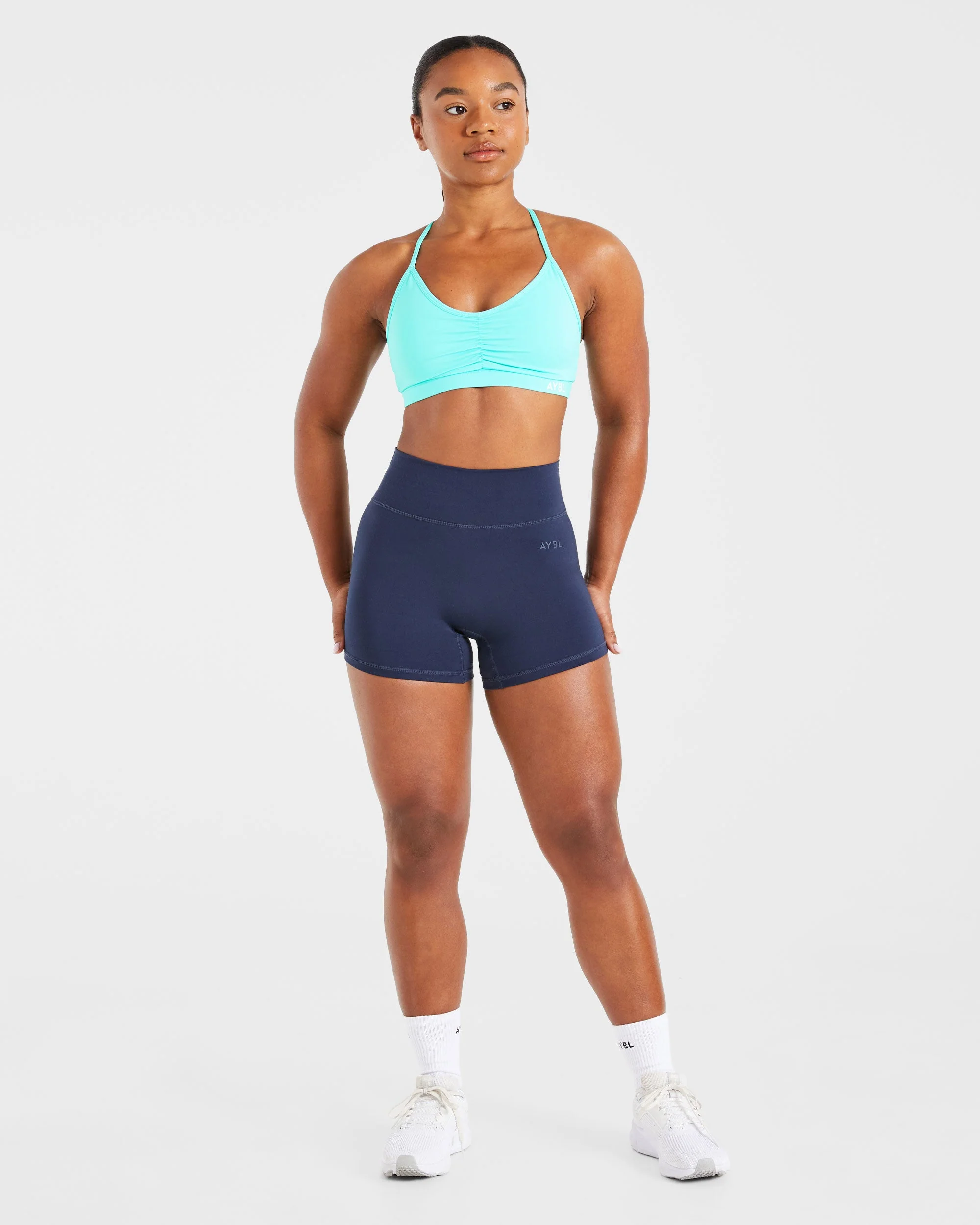 Essential Ruched Sports Bra - Aqua Bleu - Image 3