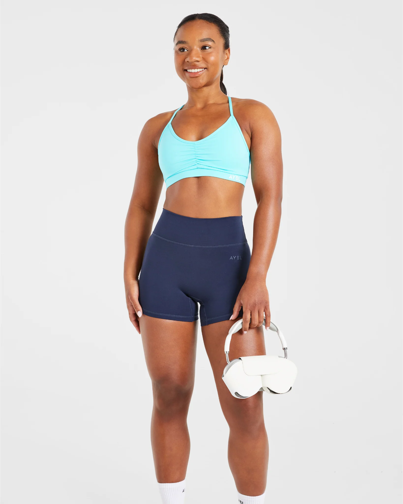 Essential Ruched Sports Bra - Aqua Bleu - Image 8