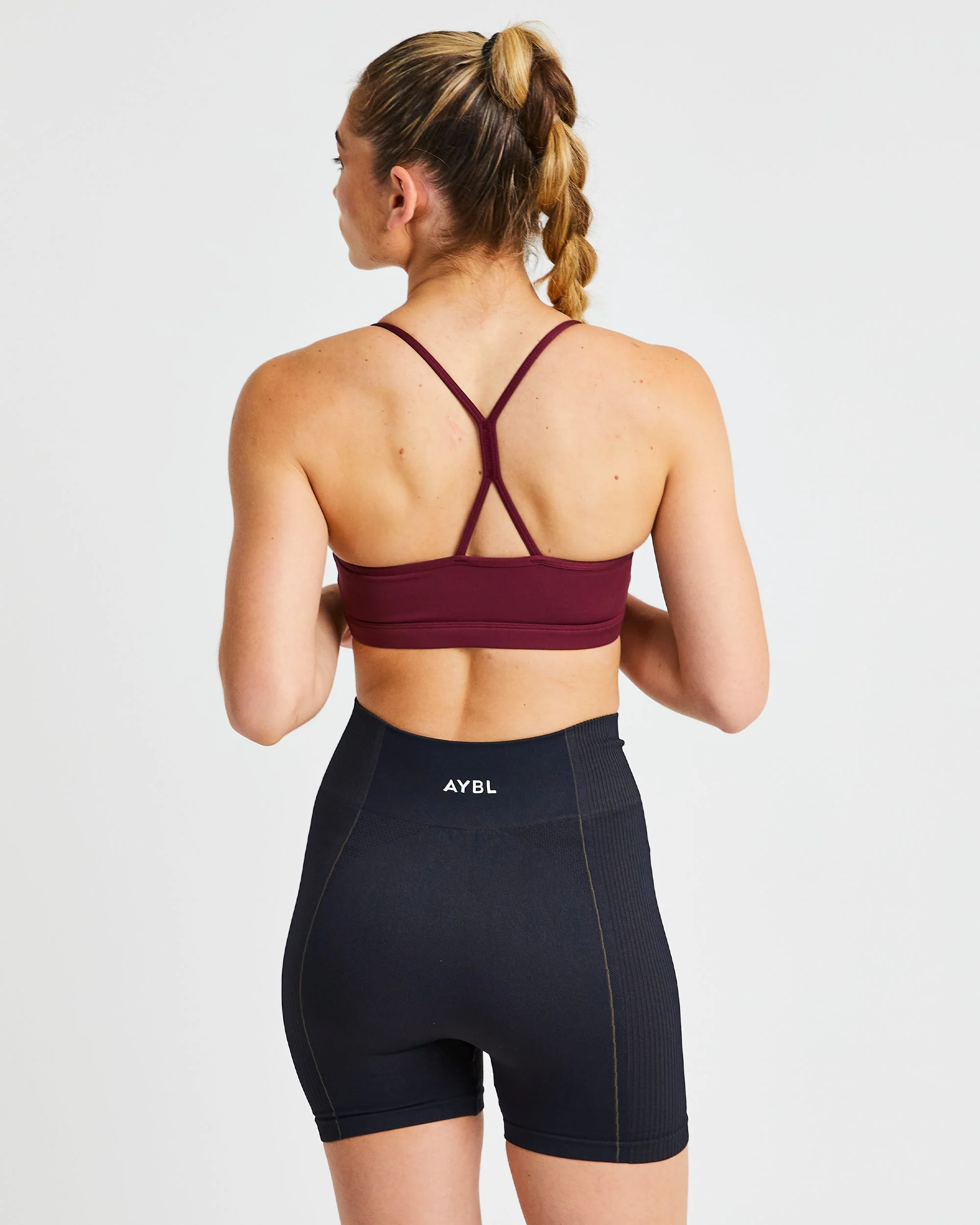 Essential Ruched Sports Bra - Burgundy - Image 2