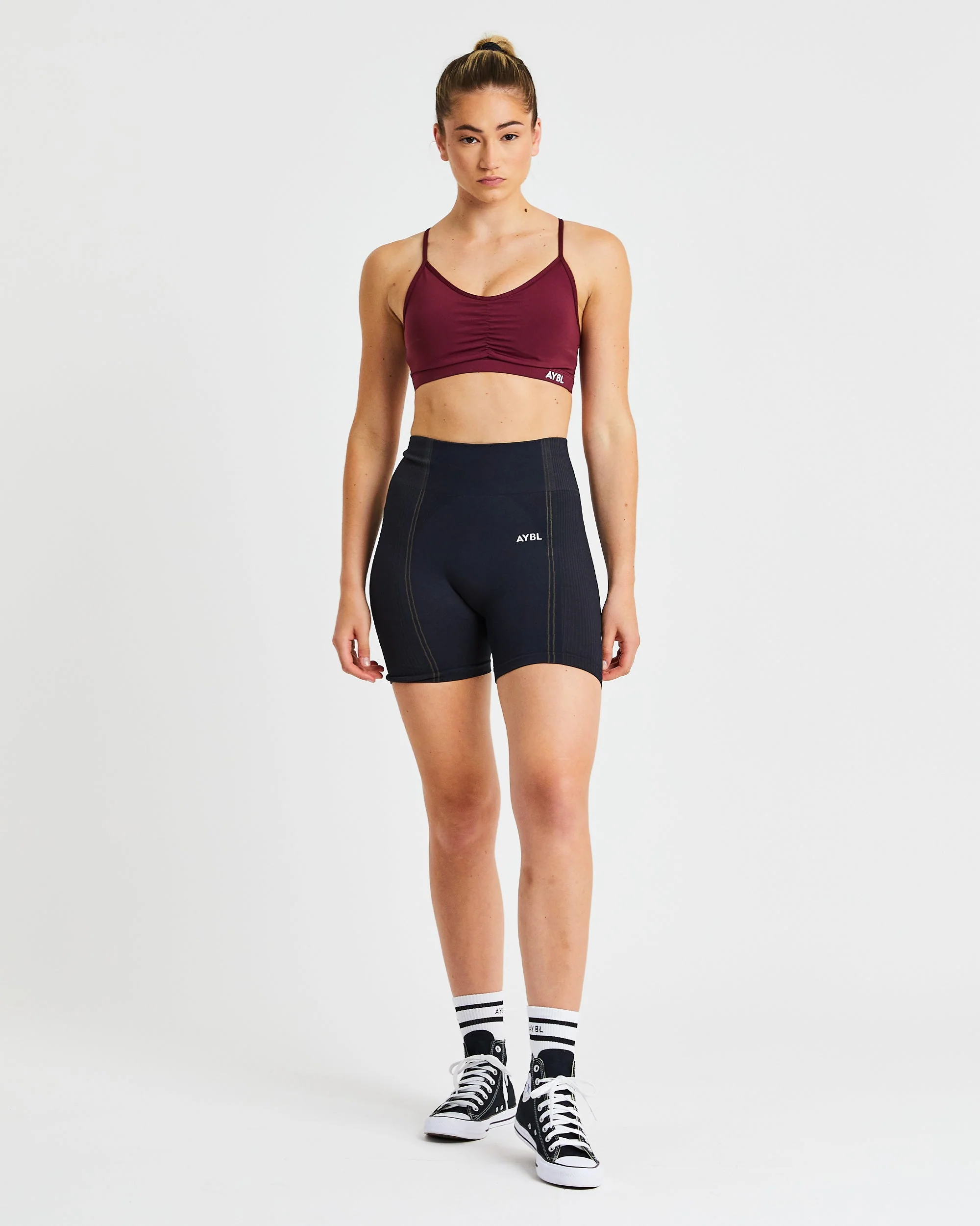 Essential Ruched Sports Bra - Burgundy - Image 3