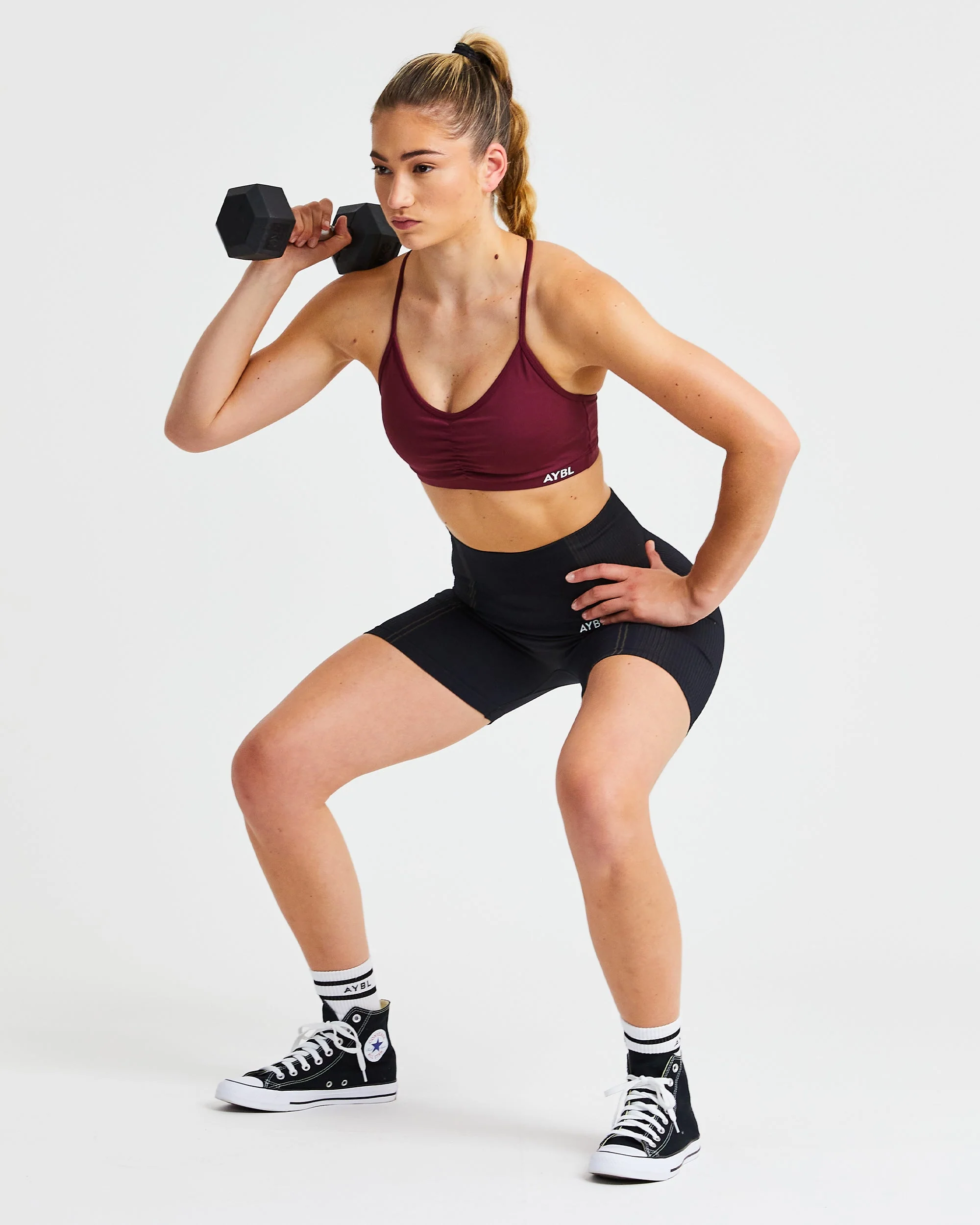 Essential Ruched Sports Bra - Burgundy - Image 7