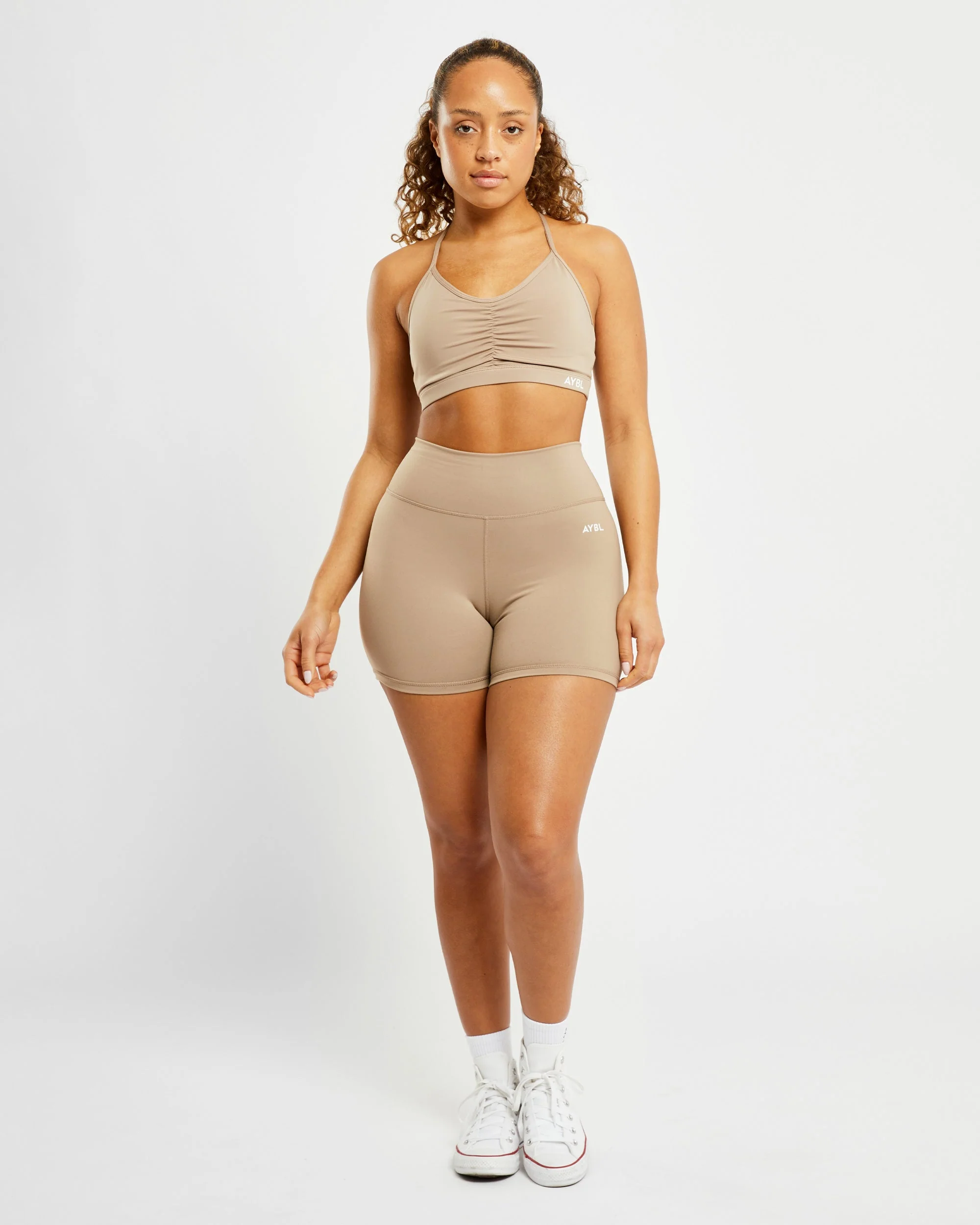 Essential Ruched Sports Bra - Mocha - Image 3