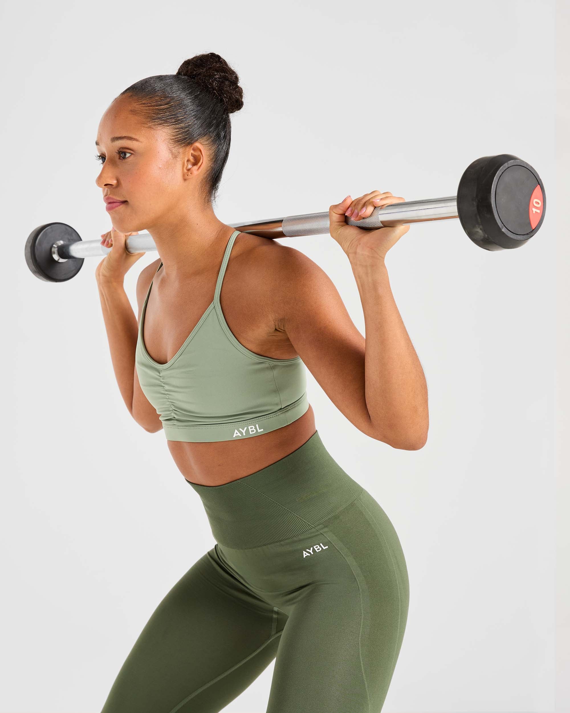 Essential Ruched Sports Bra - Olive Vert - Image 7
