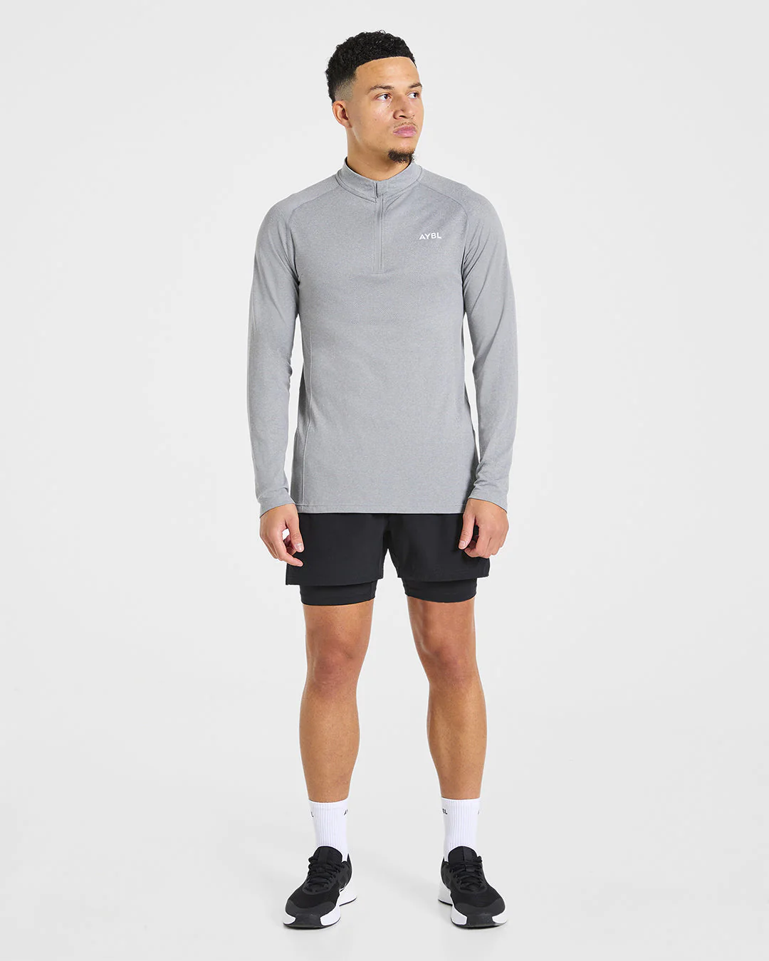 Essential Seamless 1/4 Zip Pullover - Gris Marl - Image 3
