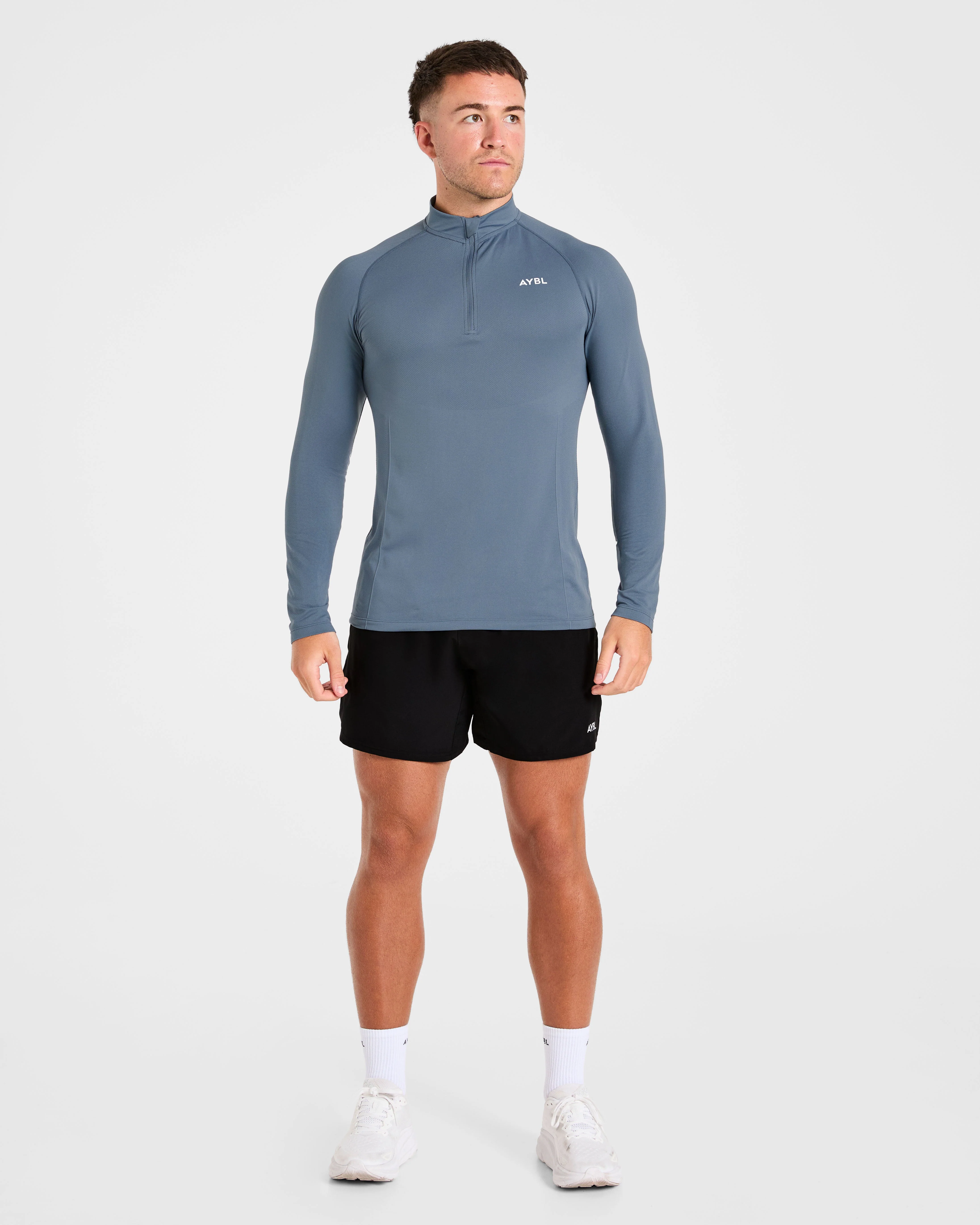 Essential Seamless 1/4 Zip Pullover  - Slate Bleu - Image 3