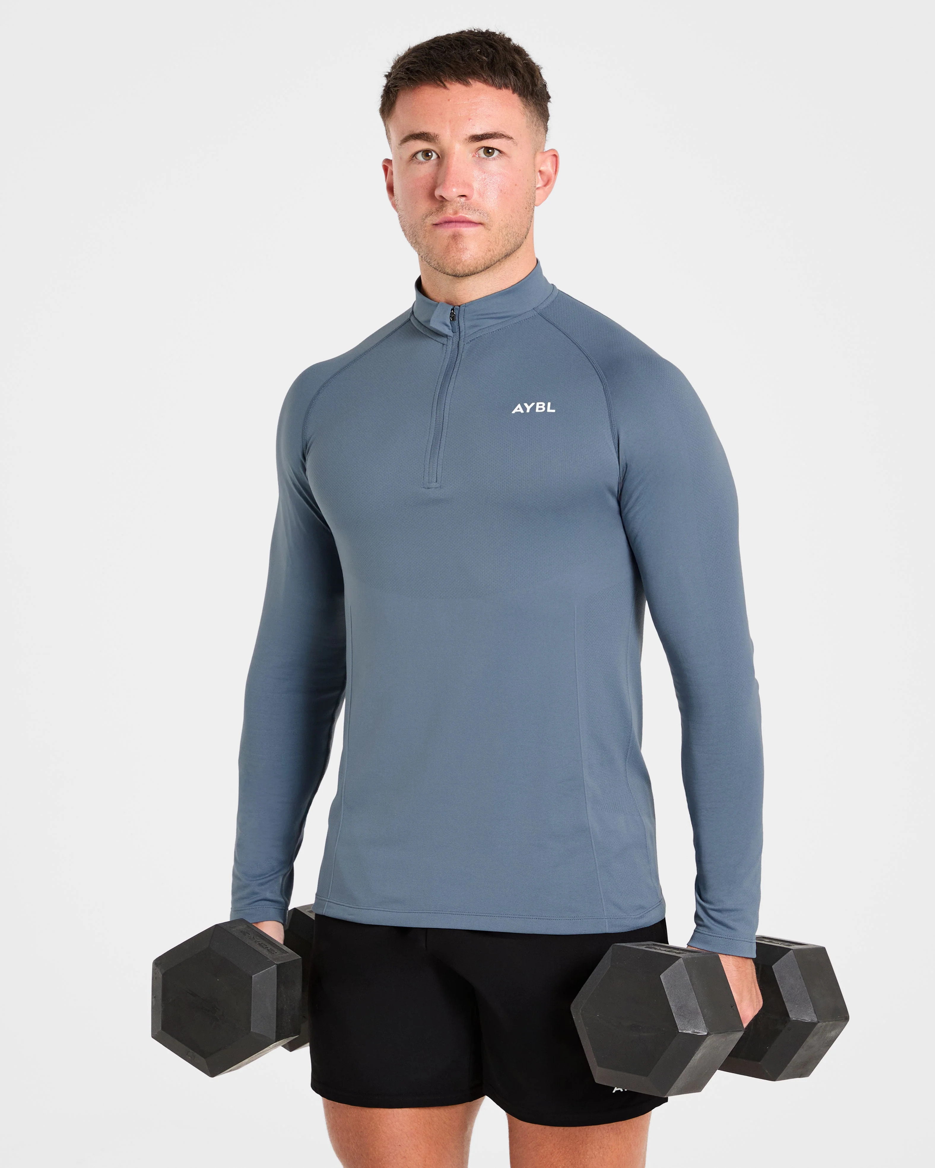 Essential Seamless 1/4 Zip Pullover  - Slate Bleu - Image 7