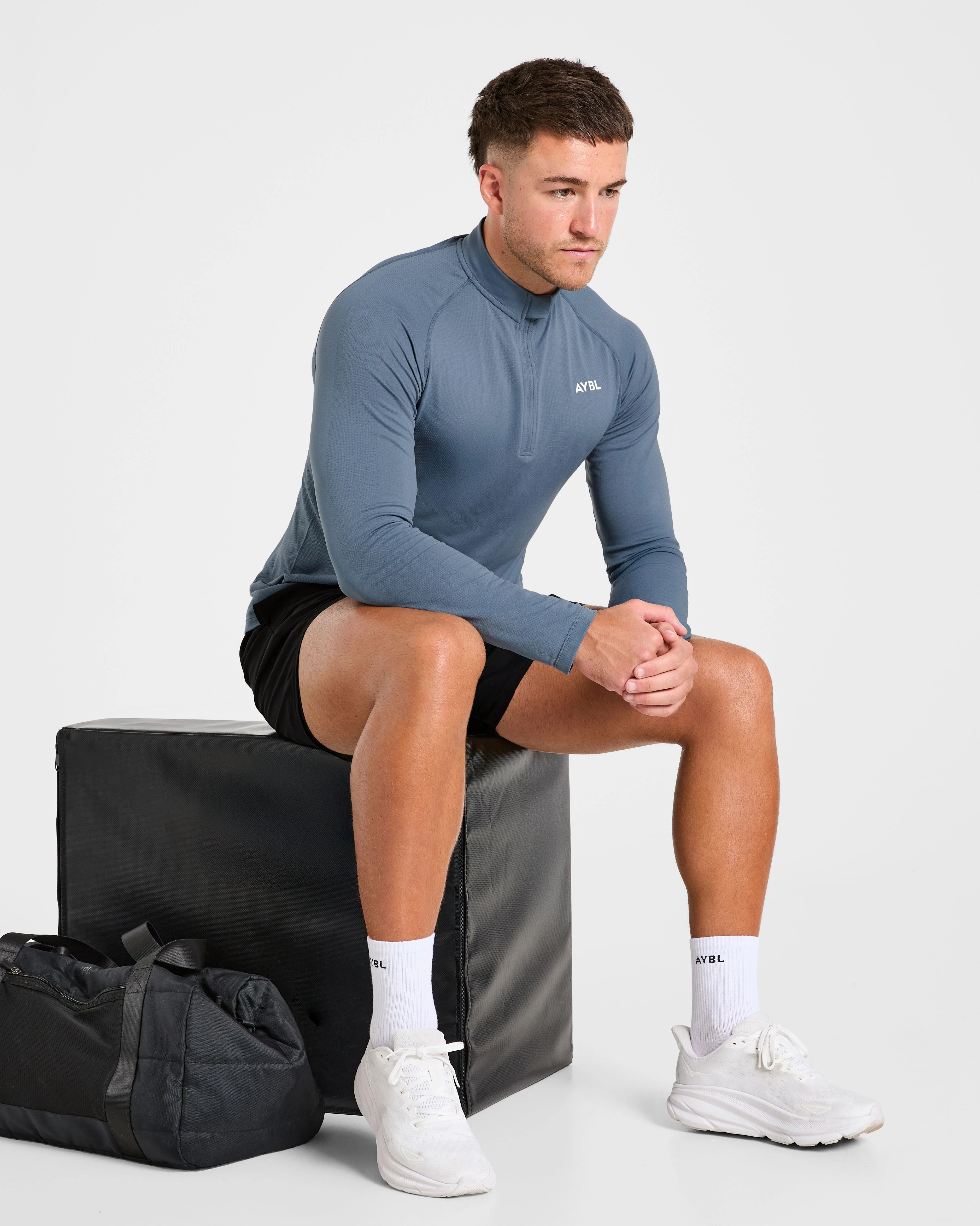Essential Seamless 1/4 Zip Pullover  - Slate Bleu - Image 8