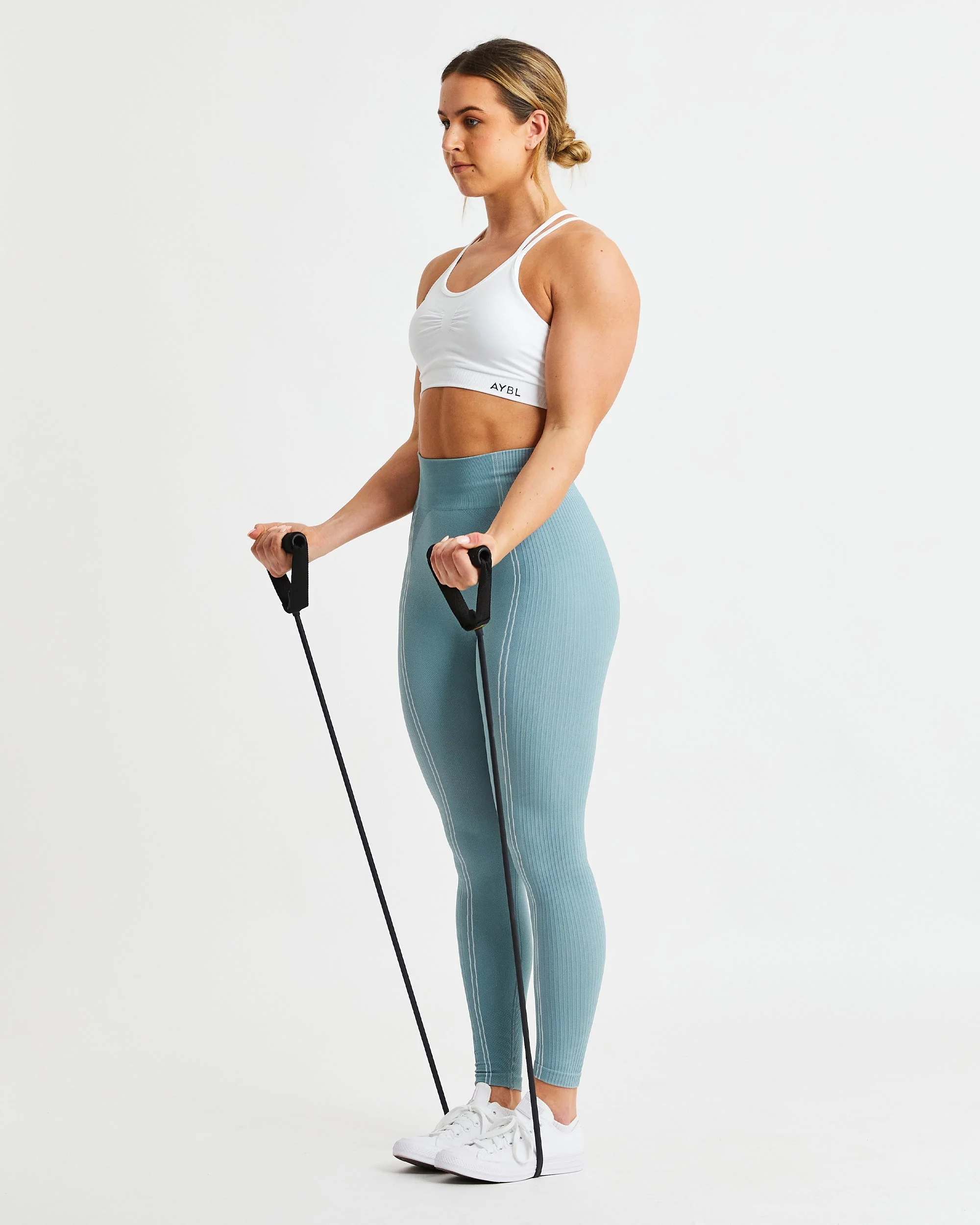 Essential Seamless Ruched Sports Bra - Blanc - Image 15