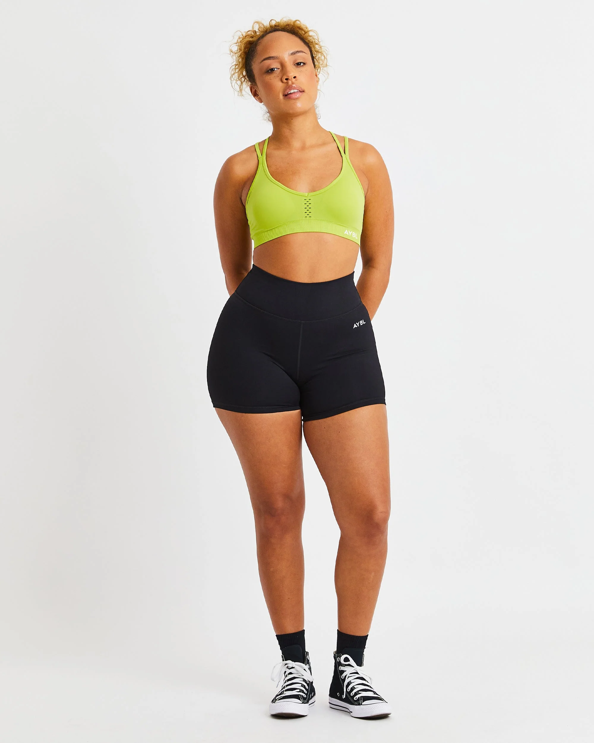 Essential Seamless Strappy Sports Bra - Lime Vert - Image 3