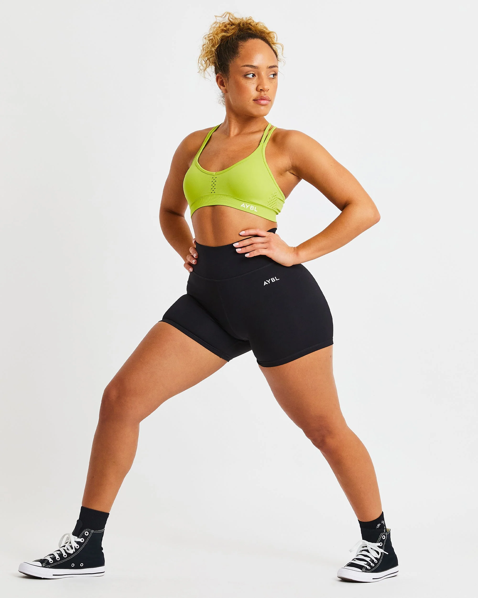 Essential Seamless Strappy Sports Bra - Lime Vert - Image 8