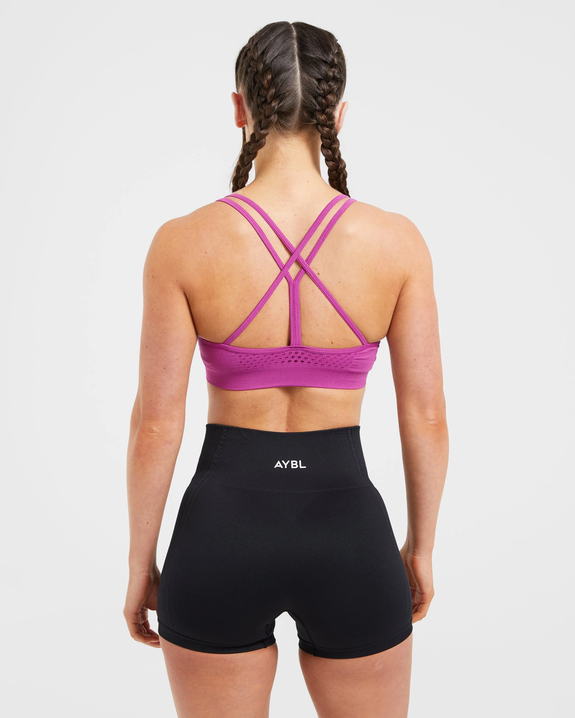 Essential Seamless Strappy Sports Bra - Magenta - Image 2