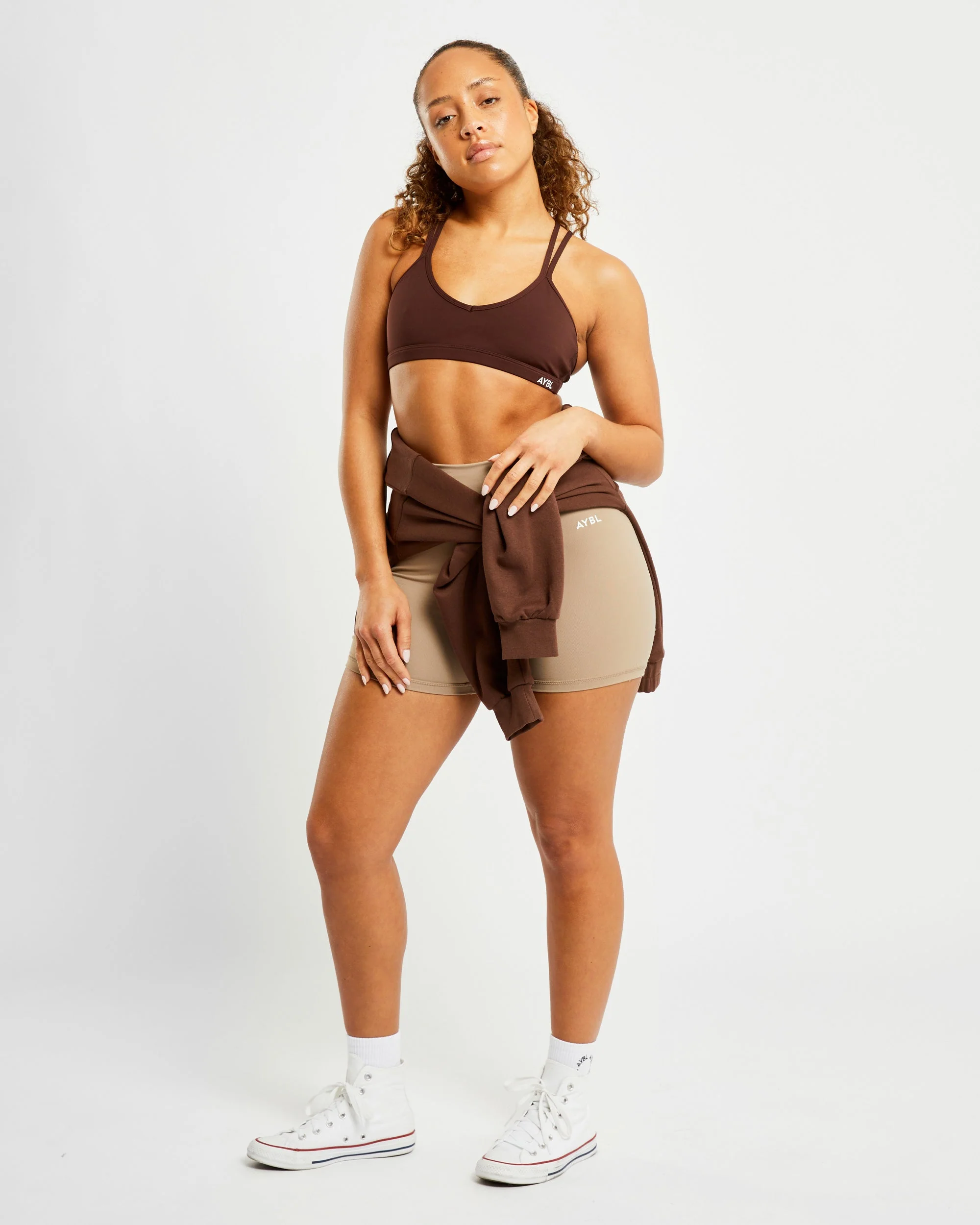 Essential Strappy Sports Bra - Chocolate Marron - Image 7