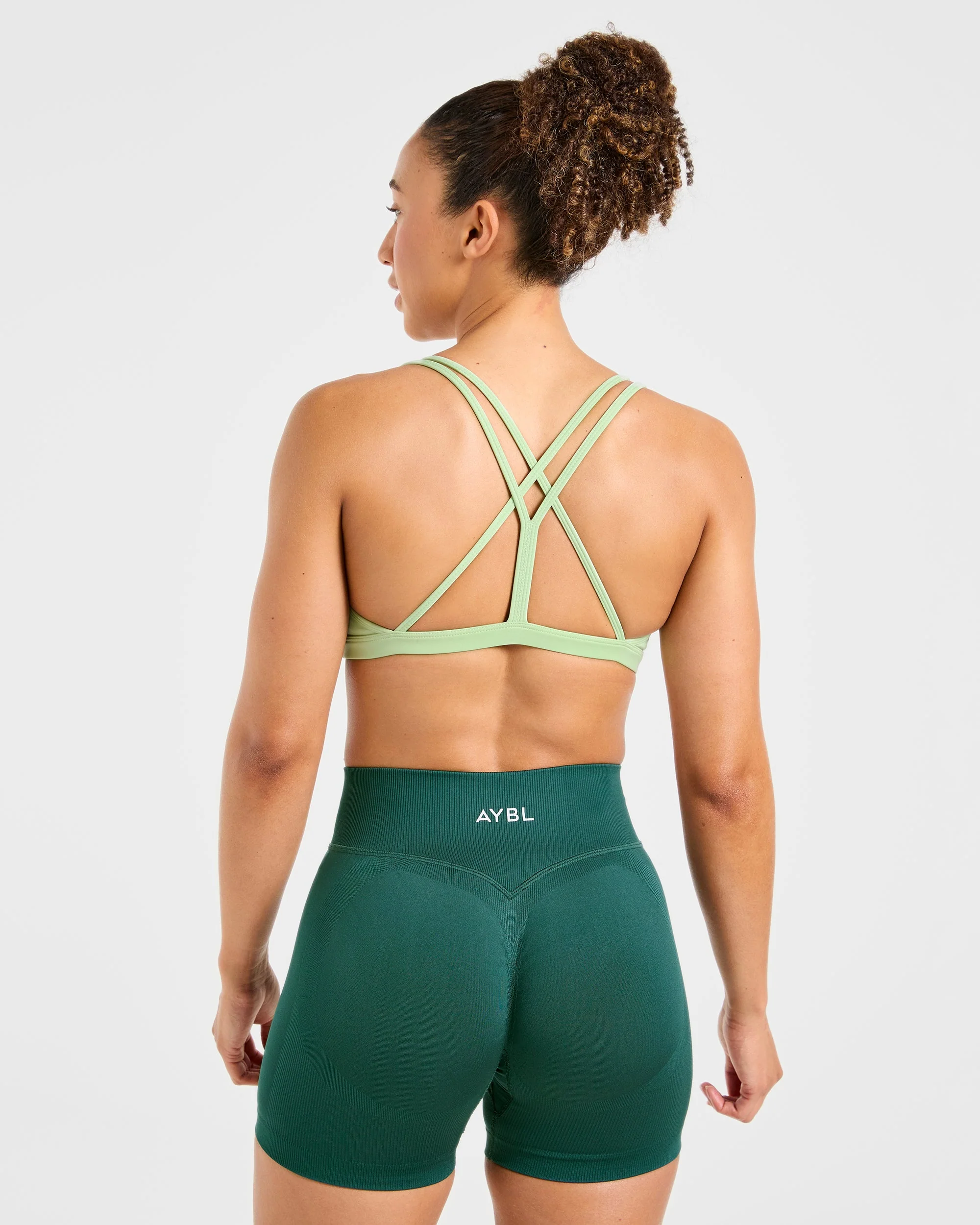 Essential Strappy Sports Bra - Soft Vert - Image 2