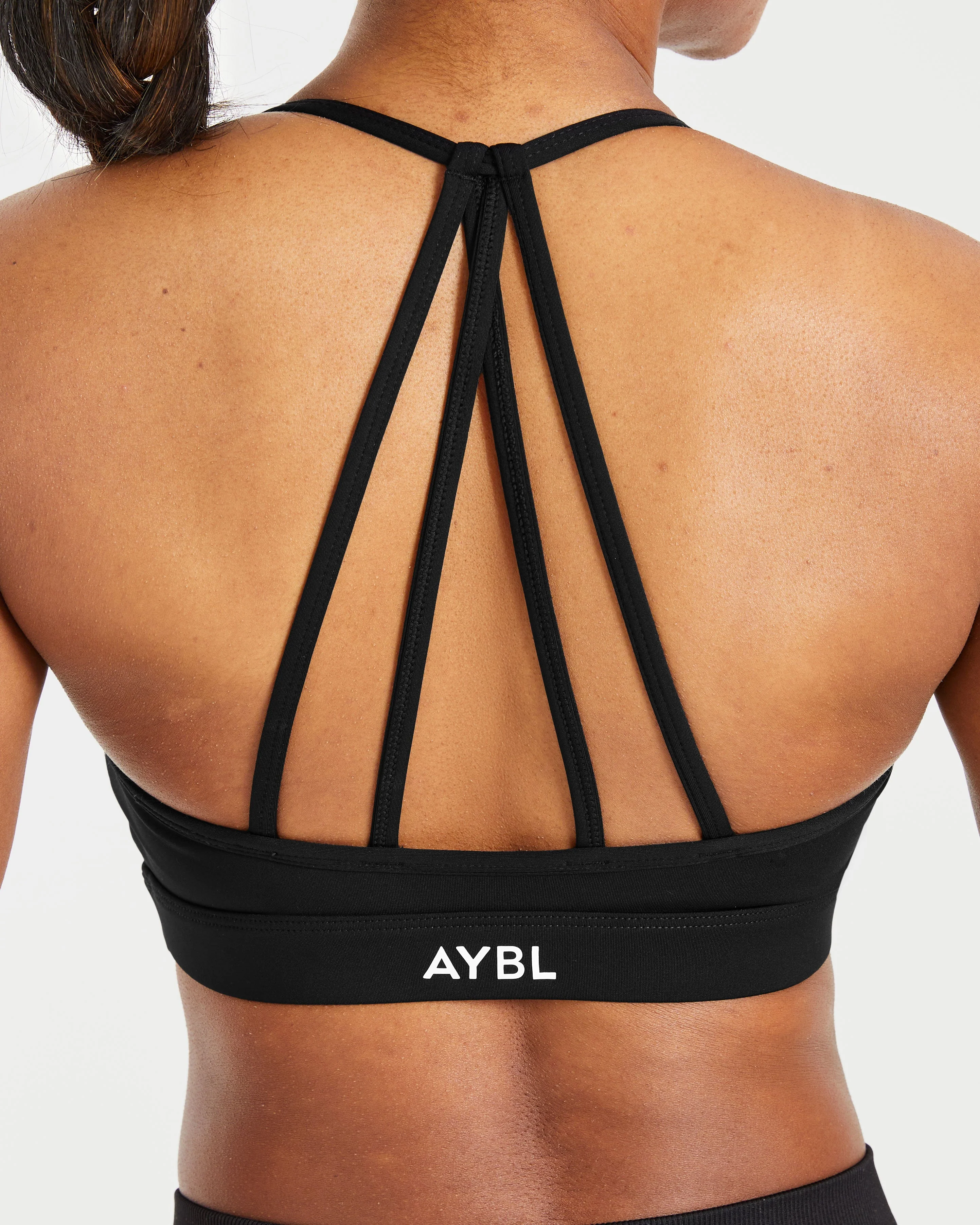Essential V Neck Strappy Sports Bra - Noir - Image 6