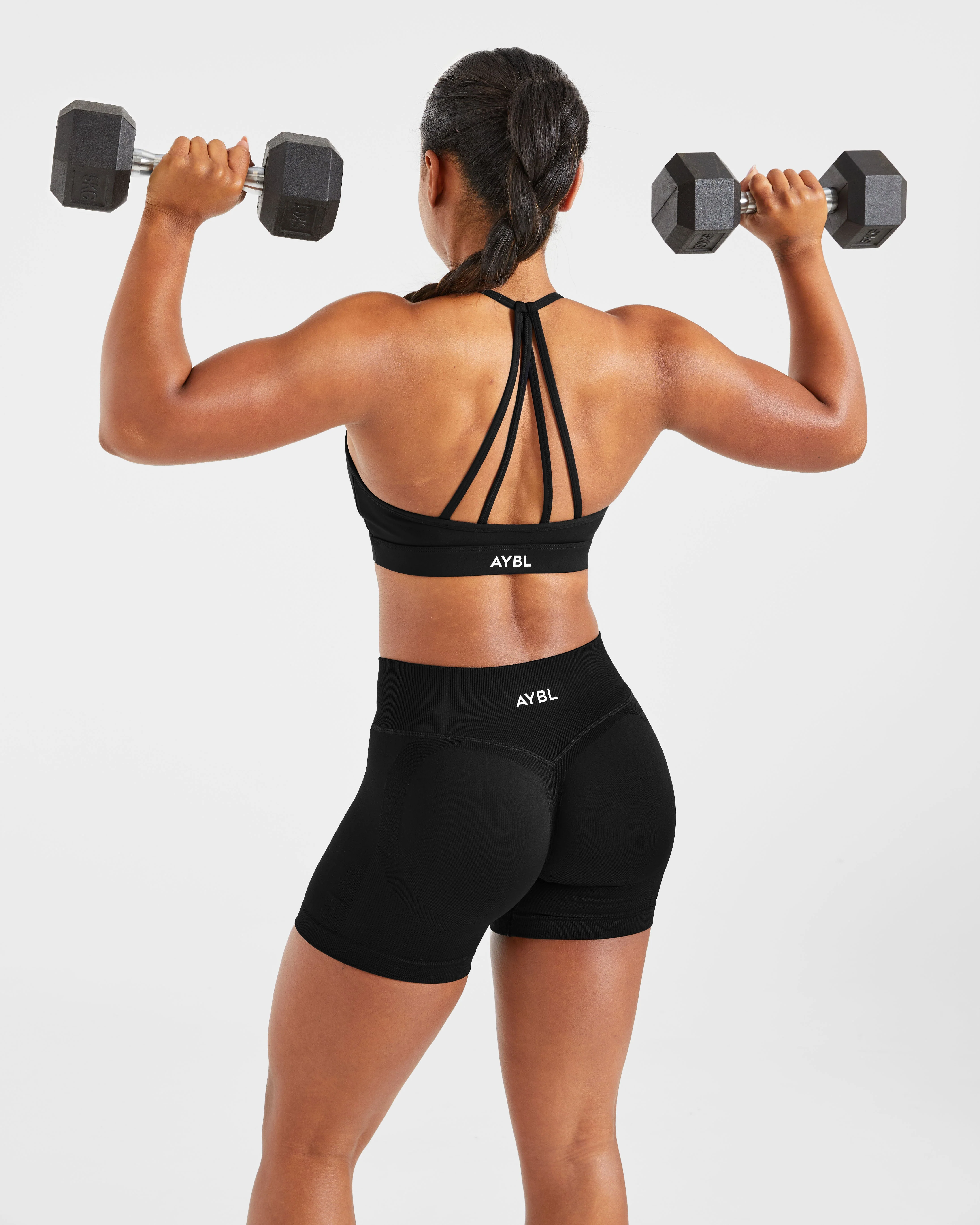 Essential V Neck Strappy Sports Bra - Noir - Image 8