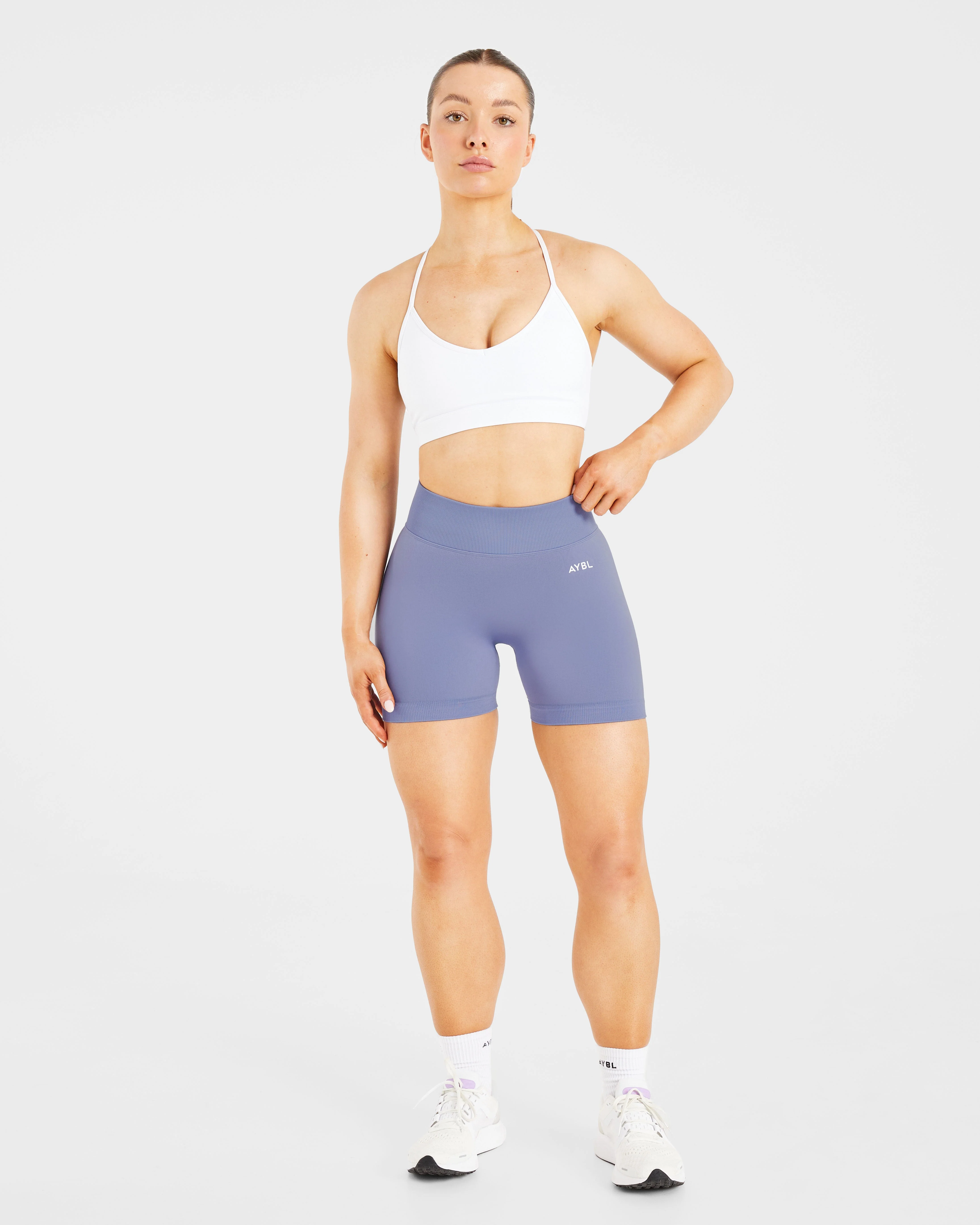 Essential V Neck Strappy Sports Bra - Blanc - Image 3