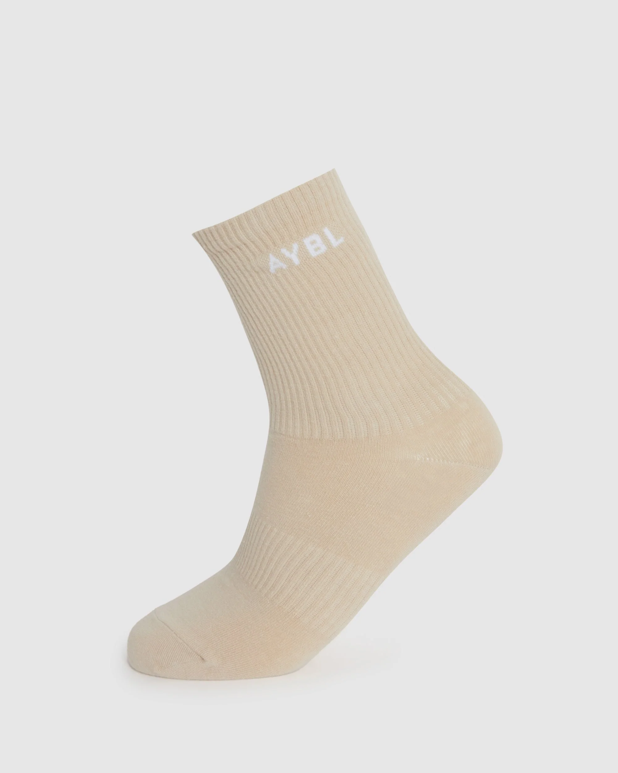 Everyday Crew Socks (3 Pack) - Khaki/Beige/Blanc - Image 4