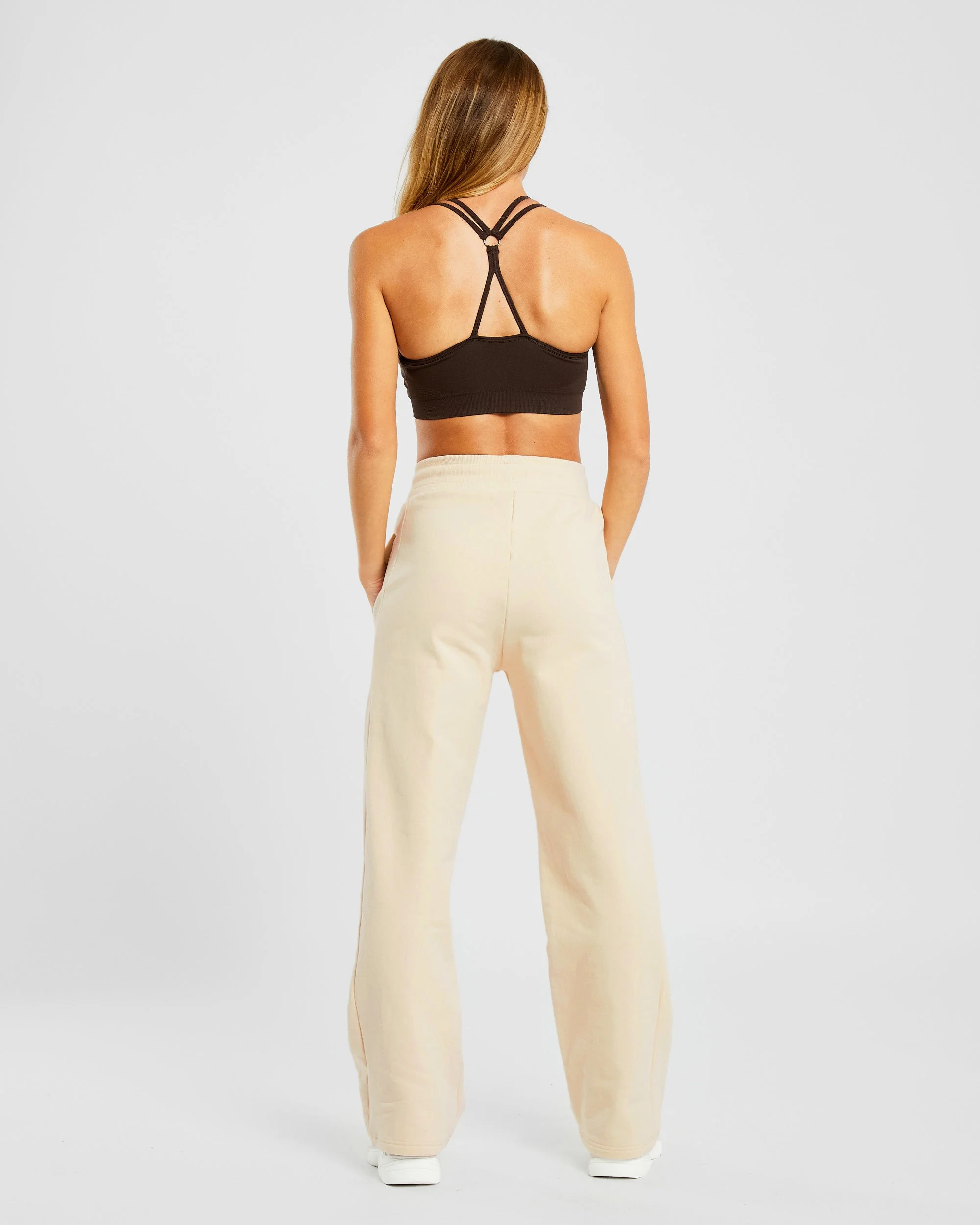 Everyday Relaxed Straight Leg Joggers - Cream - Image 4