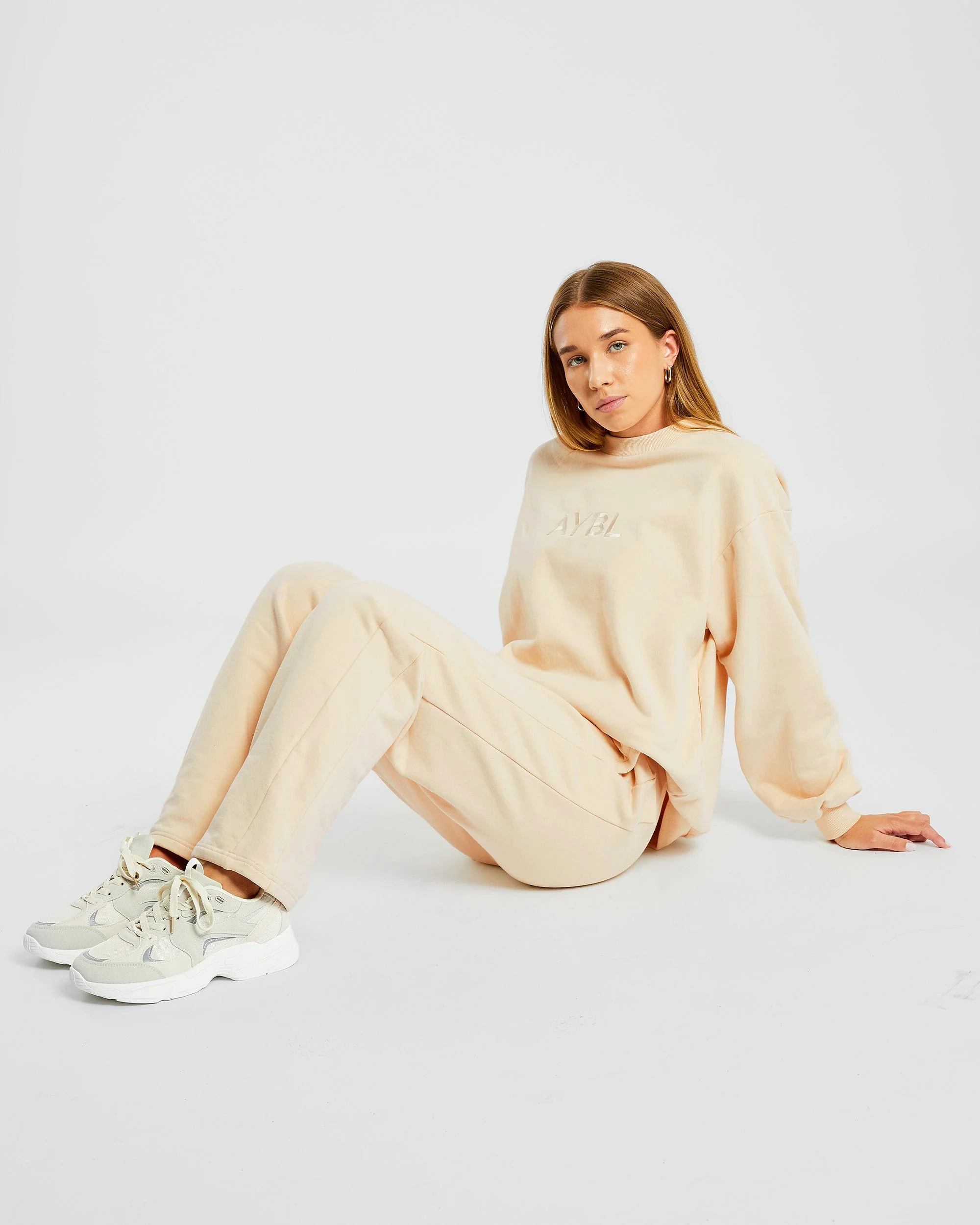 Everyday Relaxed Straight Leg Joggers - Cream - Image 7