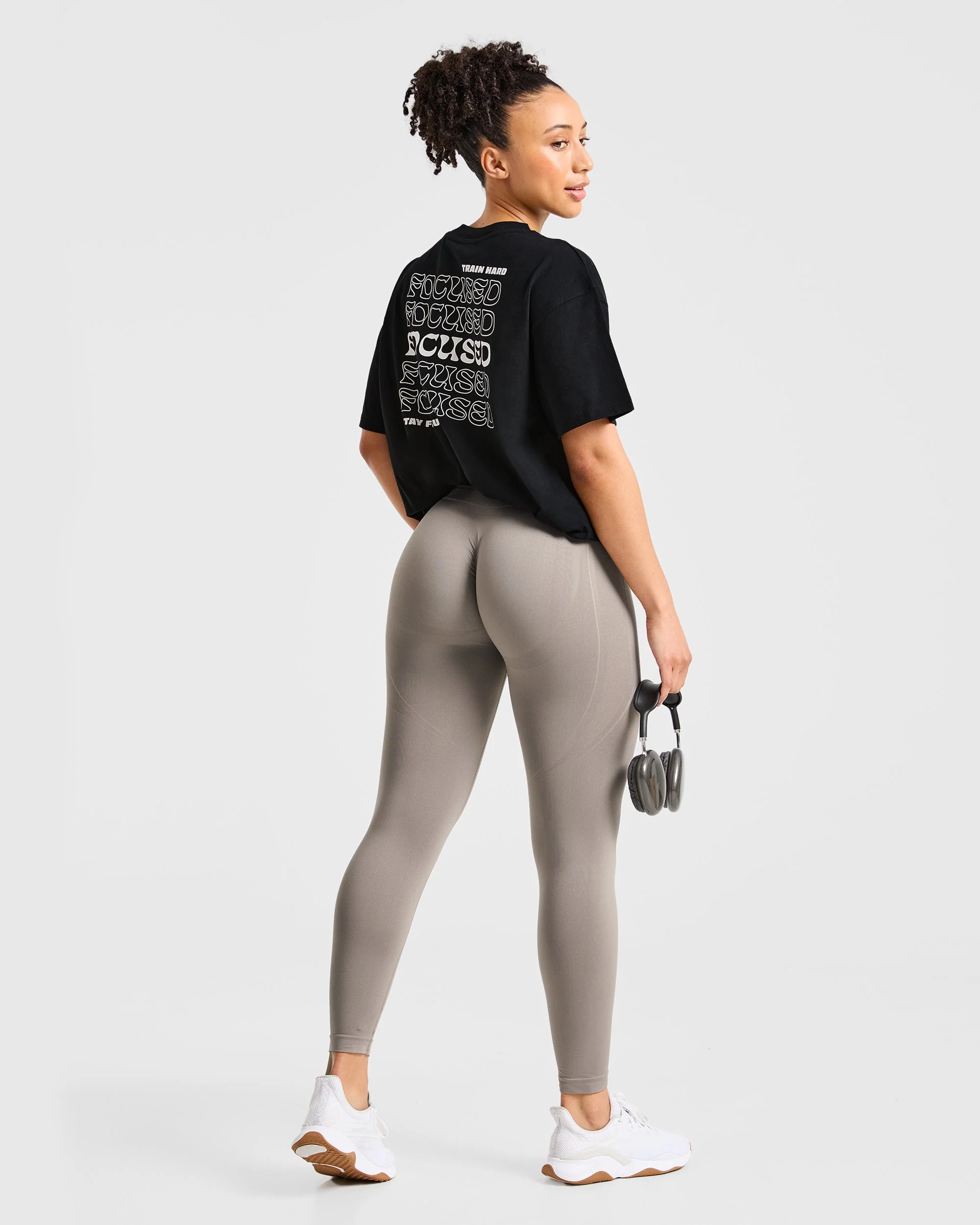 Focused Wavy Oversized T Shirt - Noir - Image 7