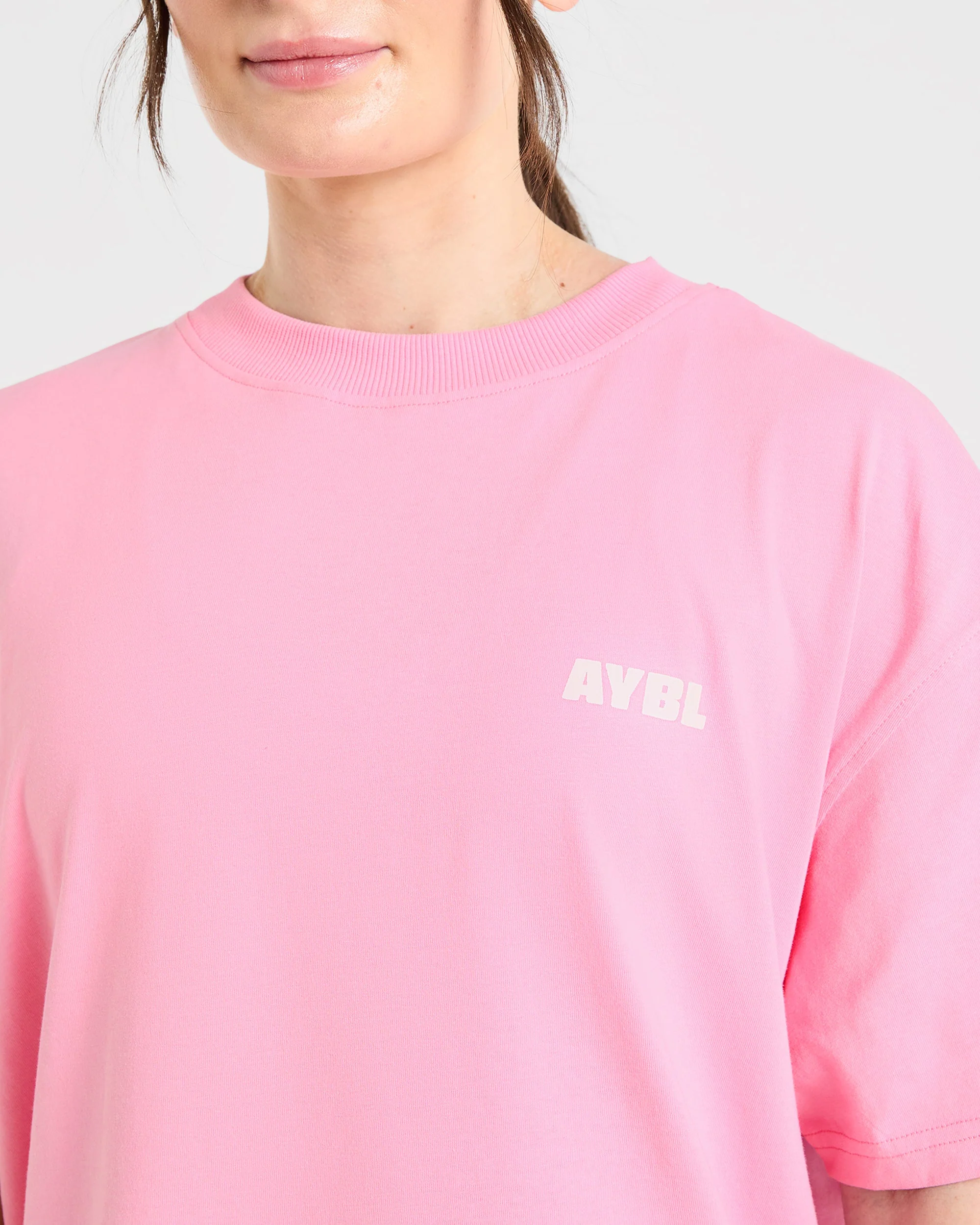 Focused Wavy Oversized T Shirt - Rose/Blanc - Image 6