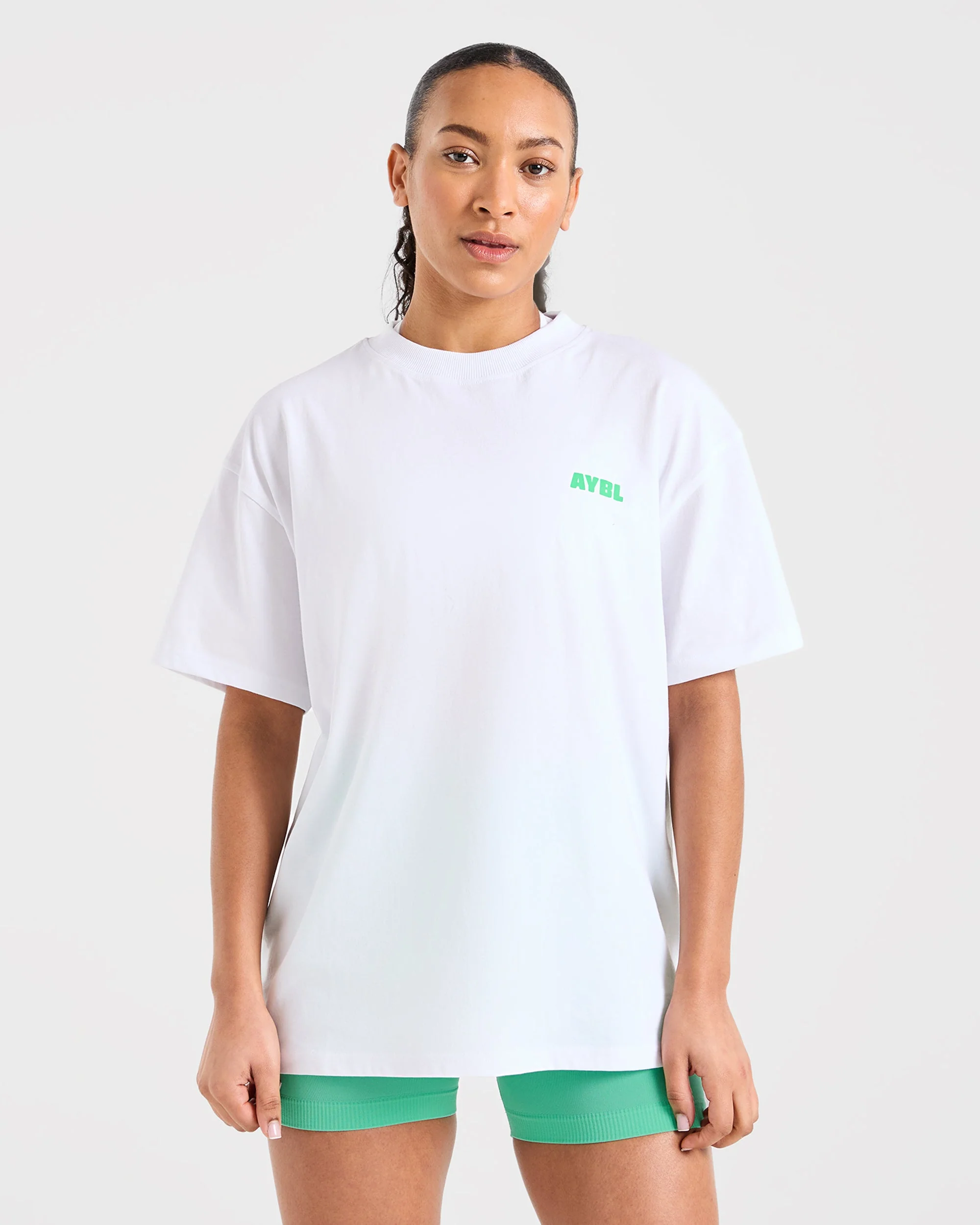 Focused Wavy Oversized T Shirt - Blanc/Vert - Image 2