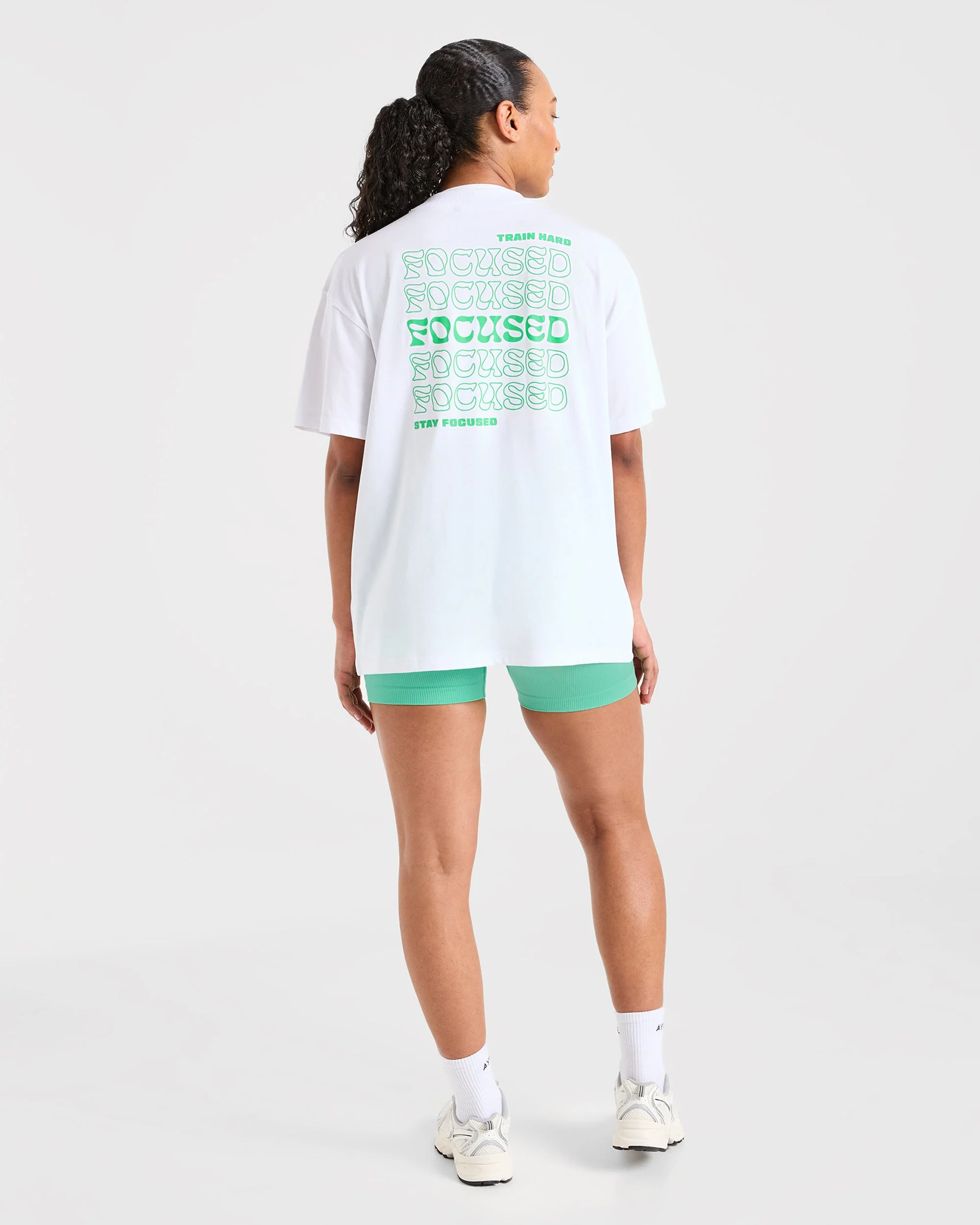 Focused Wavy Oversized T Shirt - Blanc/Vert - Image 3