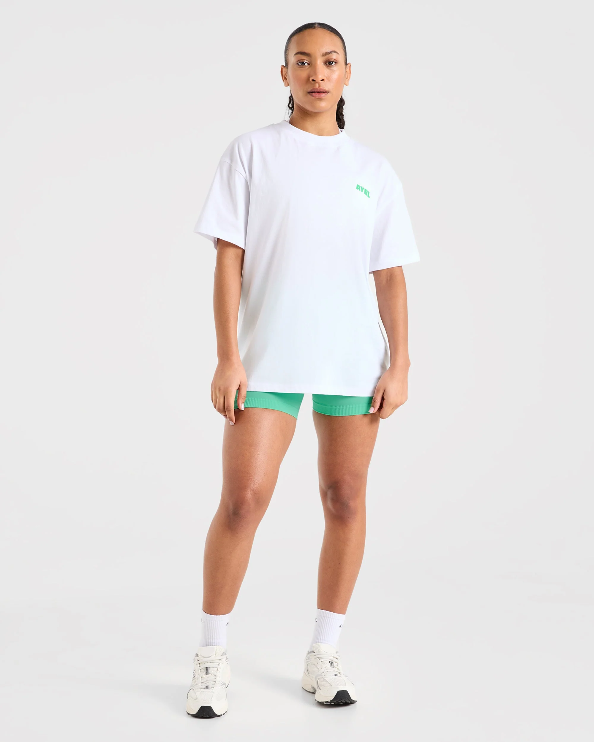 Focused Wavy Oversized T Shirt - Blanc/Vert - Image 4