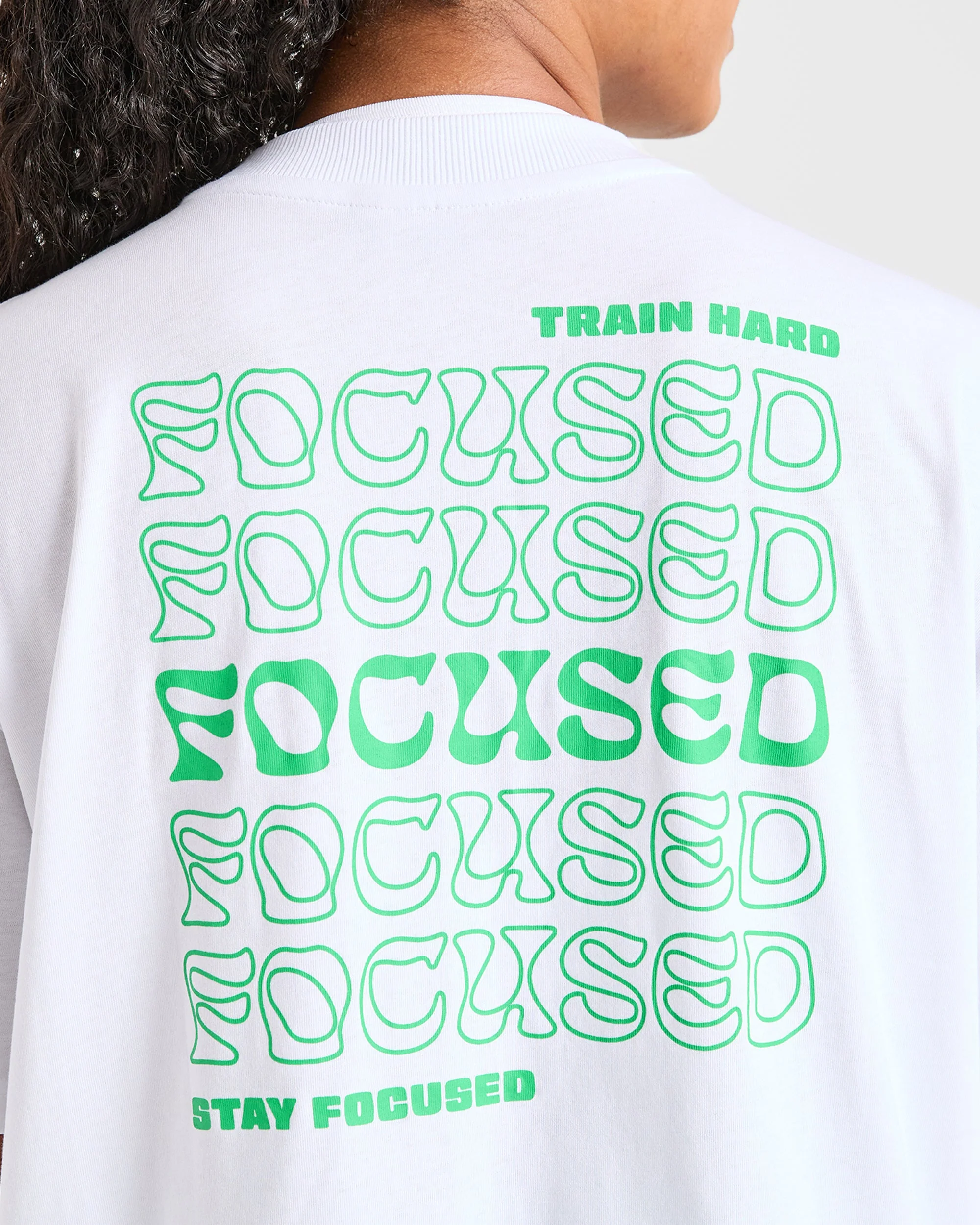 Focused Wavy Oversized T Shirt - Blanc/Vert - Image 5