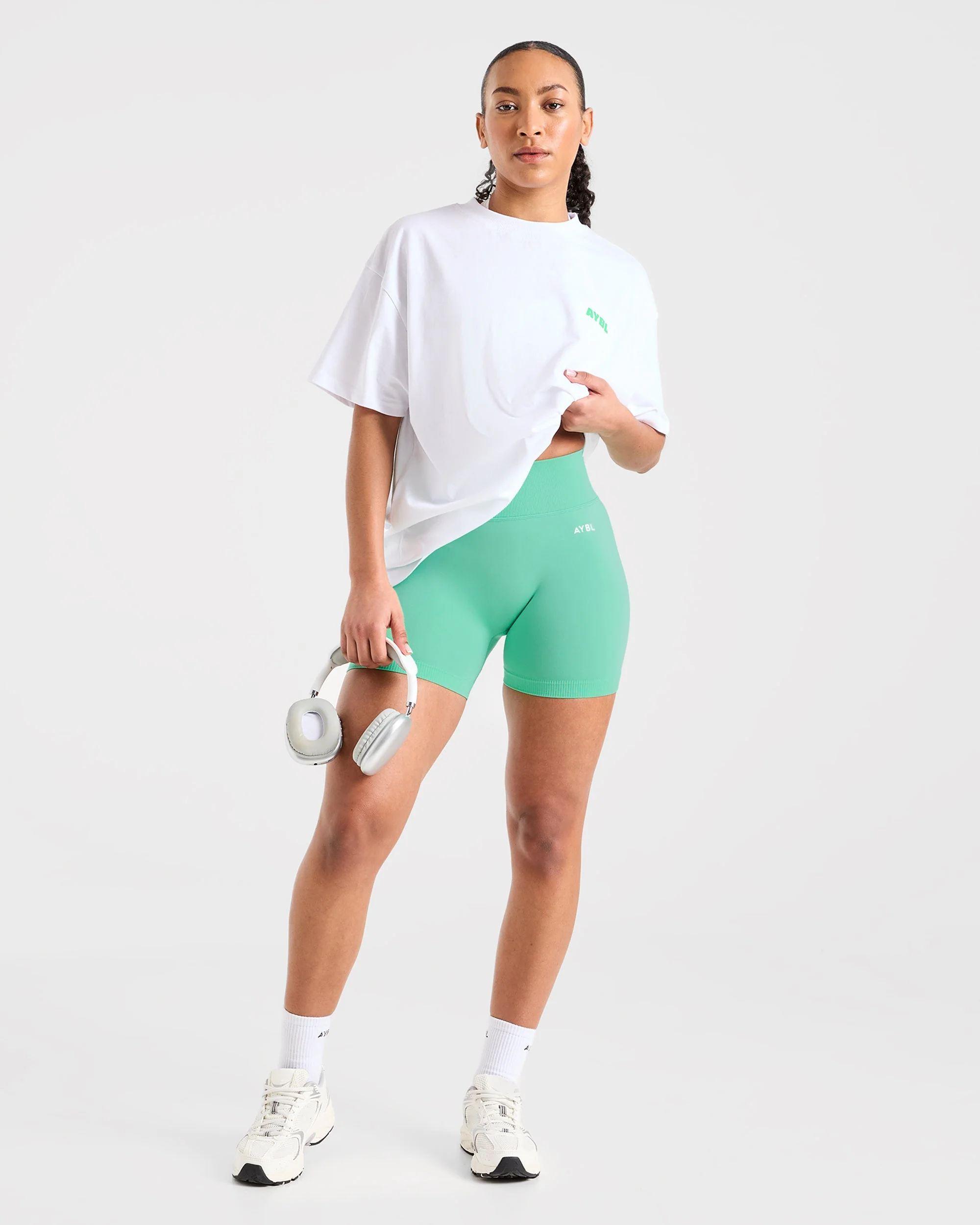 Focused Wavy Oversized T Shirt - Blanc/Vert - Image 7
