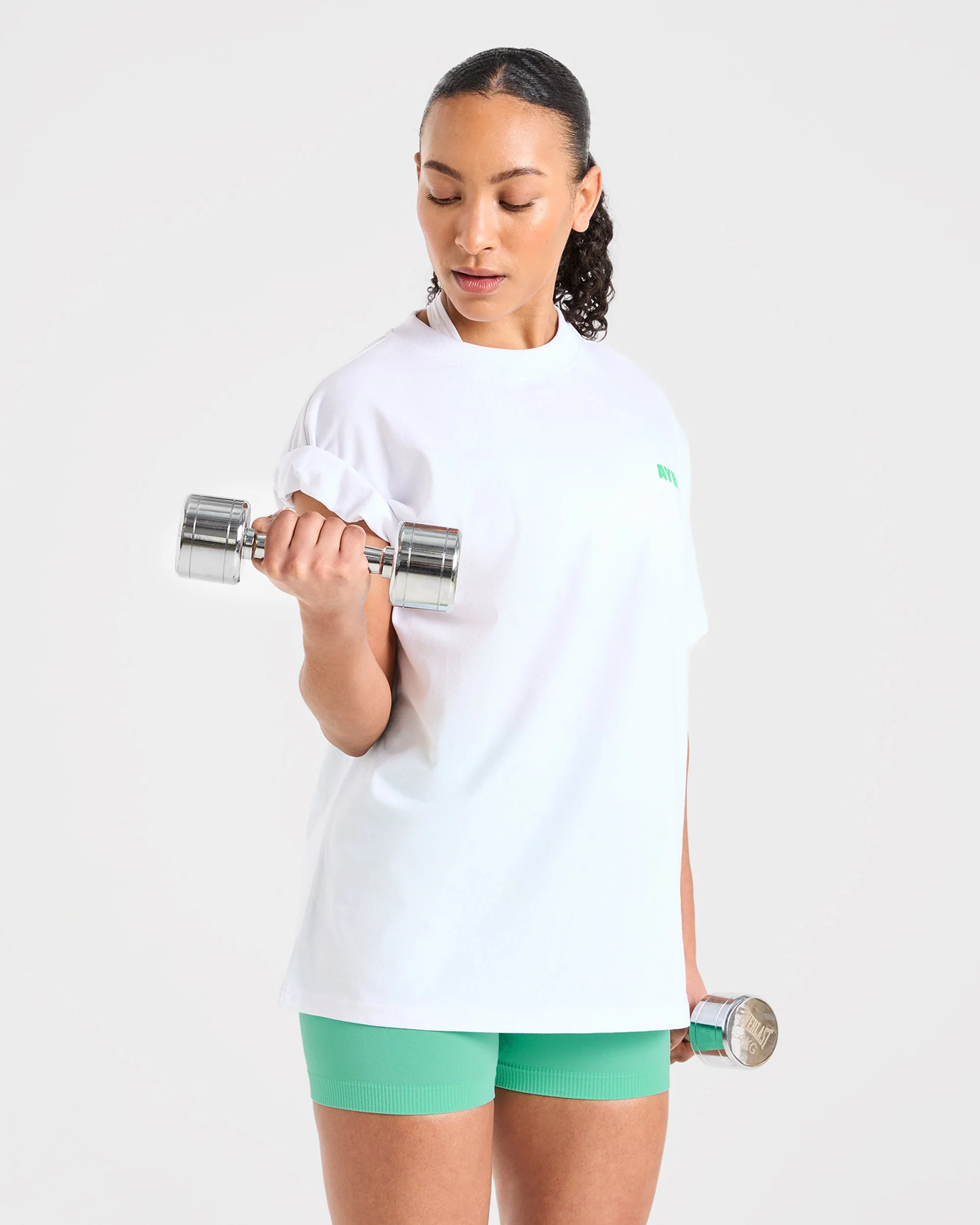 Focused Wavy Oversized T Shirt - Blanc/Vert - Image 8