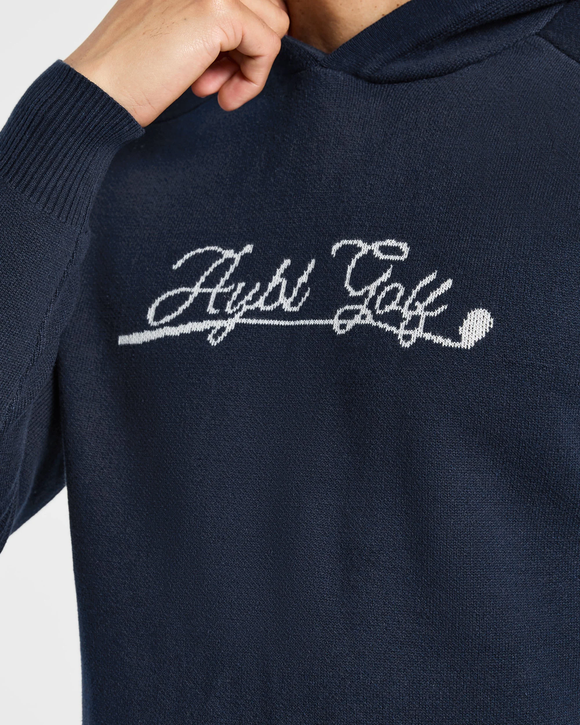 Golf Club Knitted Hoodie - Navy - Image 6