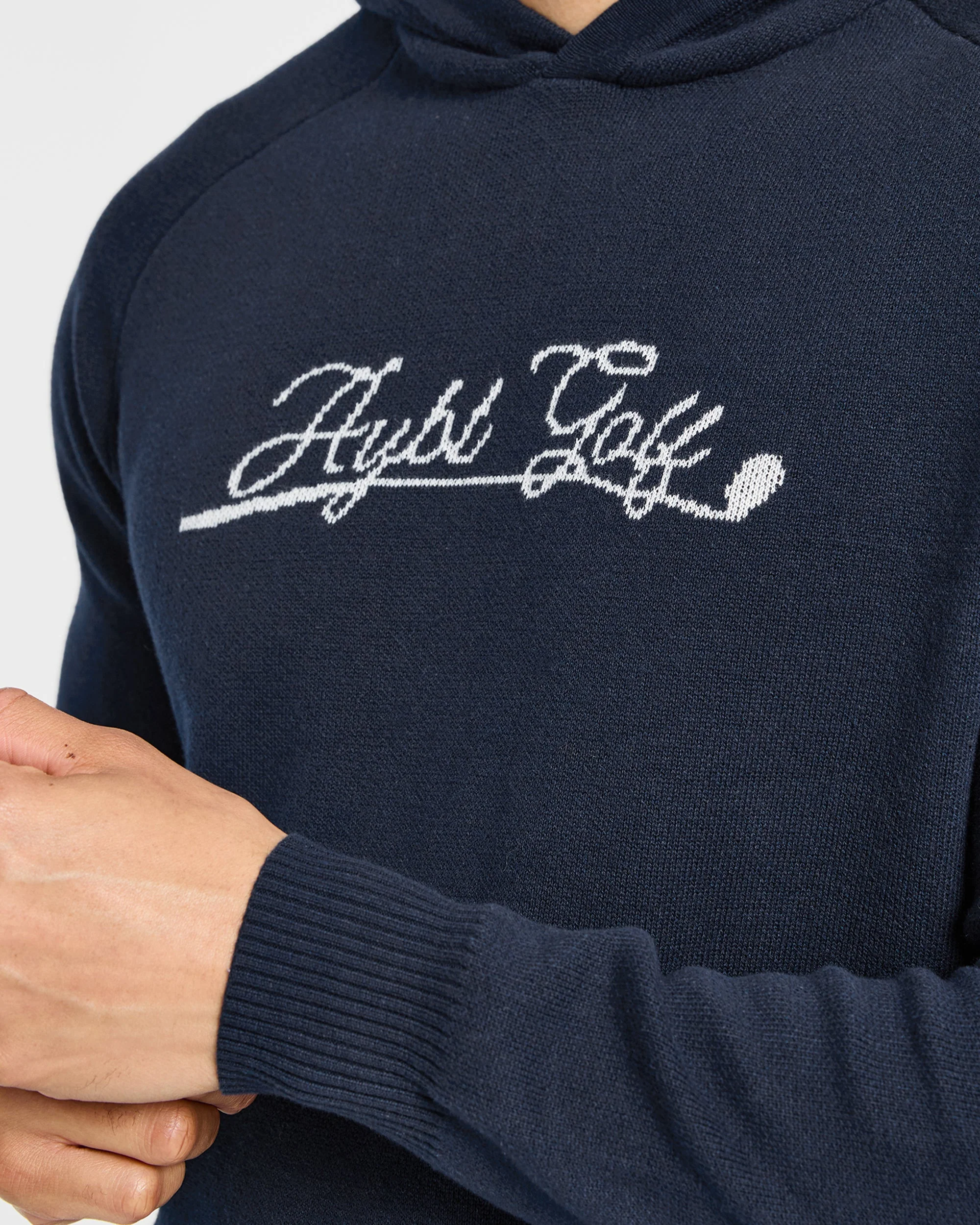 Golf Club Knitted Hoodie - Navy - Image 8