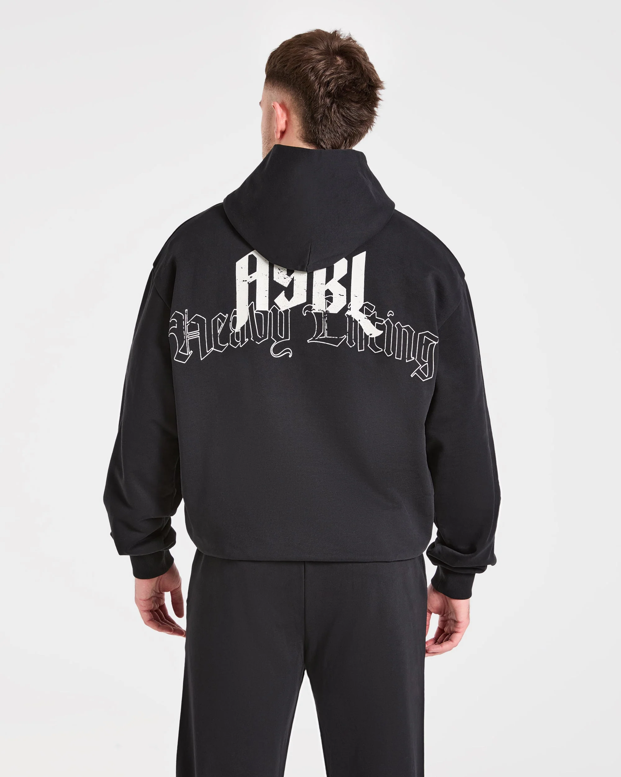 Heavy Lifting Gothic Oversized Hoodie - Noir/Off Blanc - Image 2