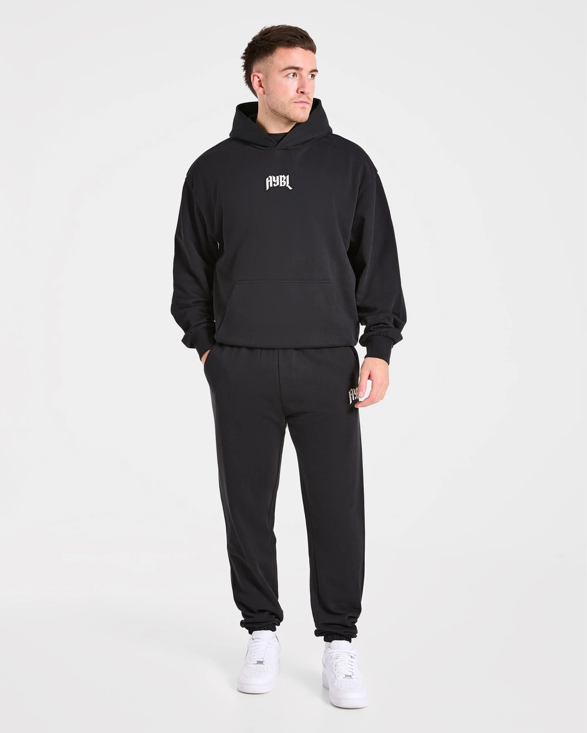 Heavy Lifting Gothic Oversized Hoodie - Noir/Off Blanc - Image 3