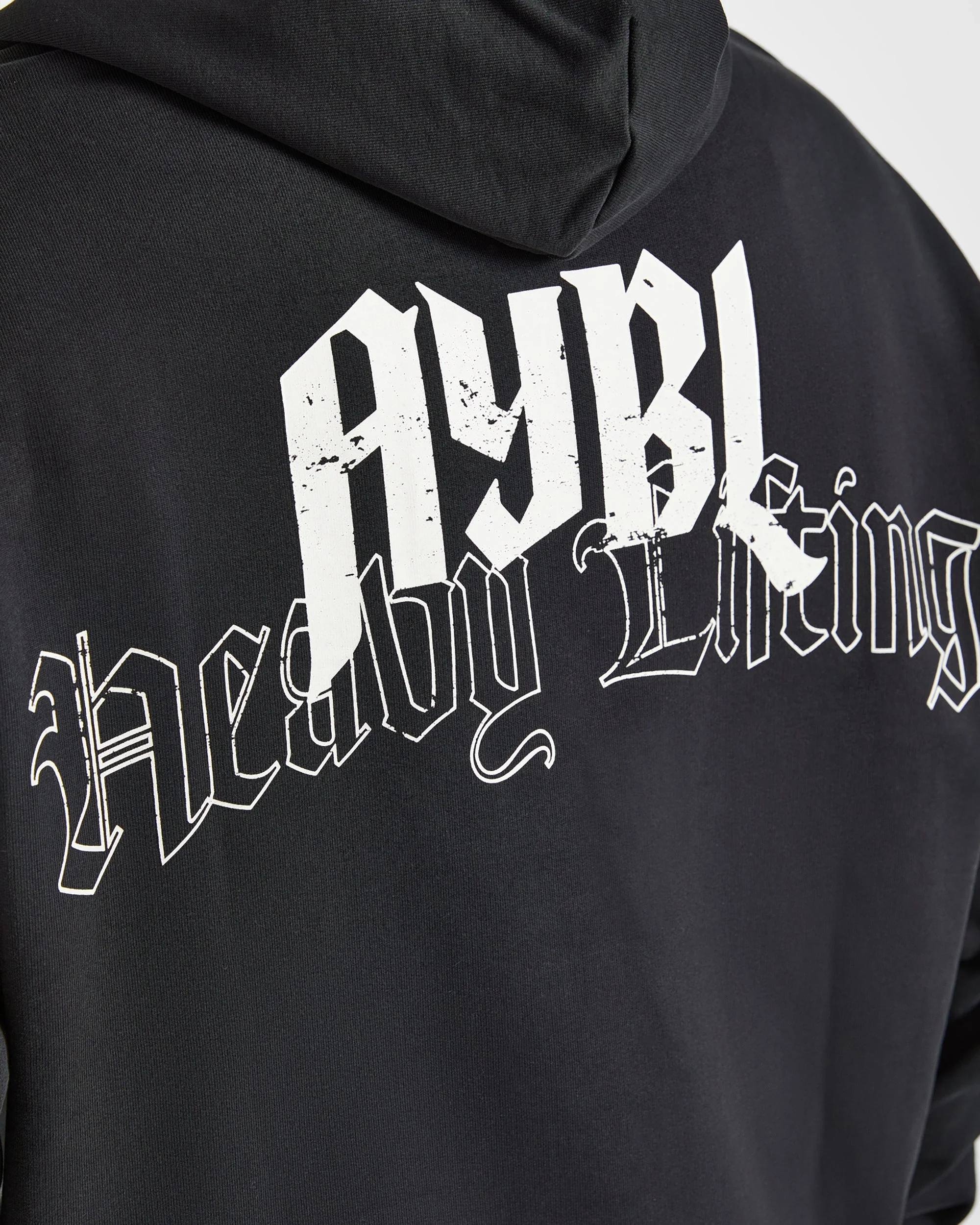 Heavy Lifting Gothic Oversized Hoodie - Noir/Off Blanc - Image 6