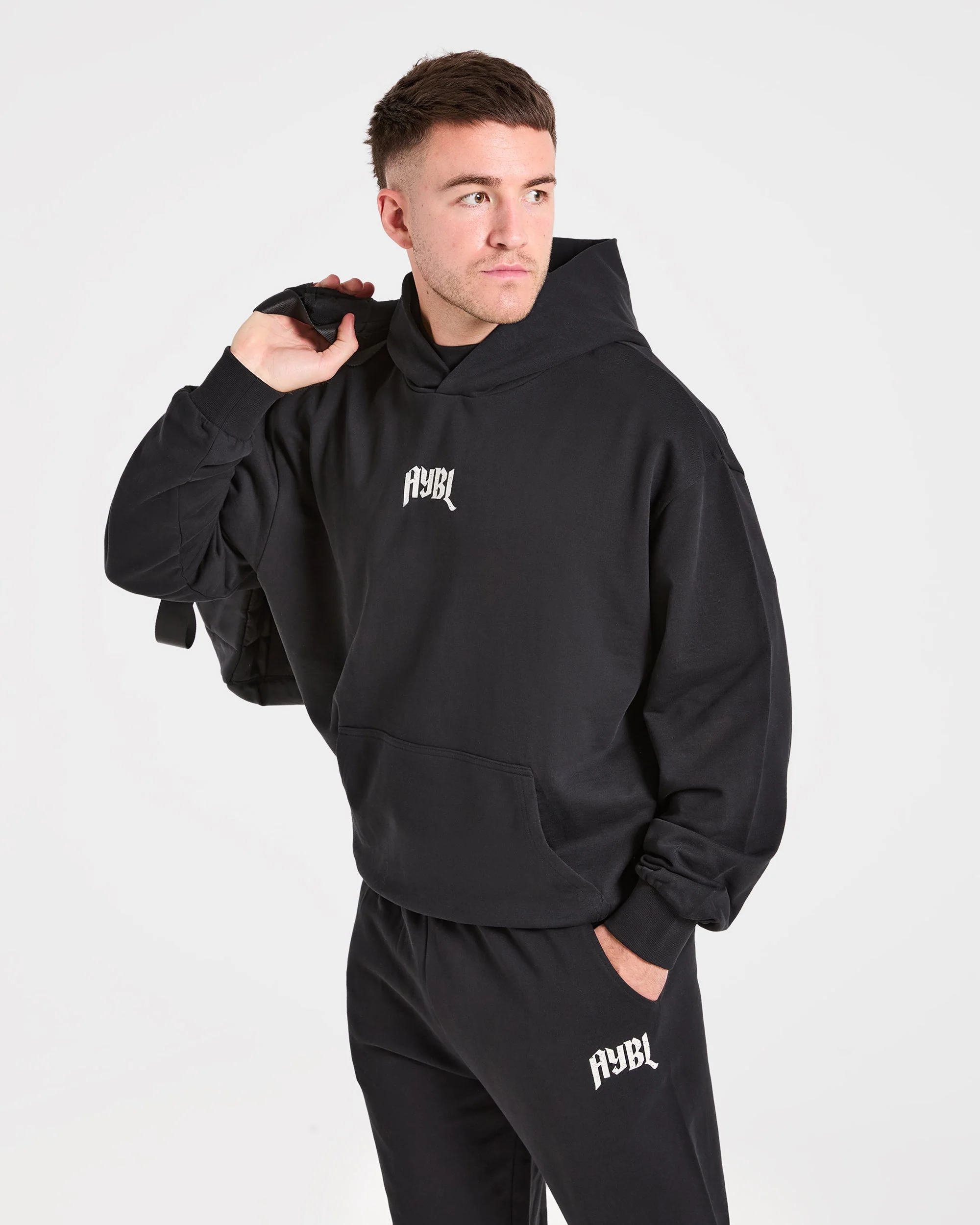 Heavy Lifting Gothic Oversized Hoodie - Noir/Off Blanc - Image 7