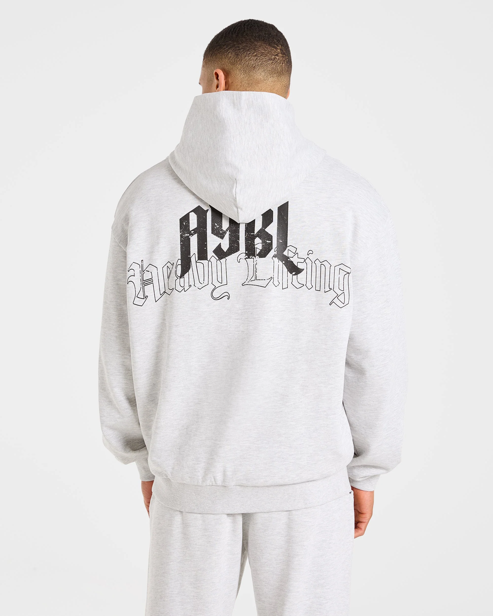 Heavy Lifting Gothic Oversized Hoodie - Gris Marl - Image 2