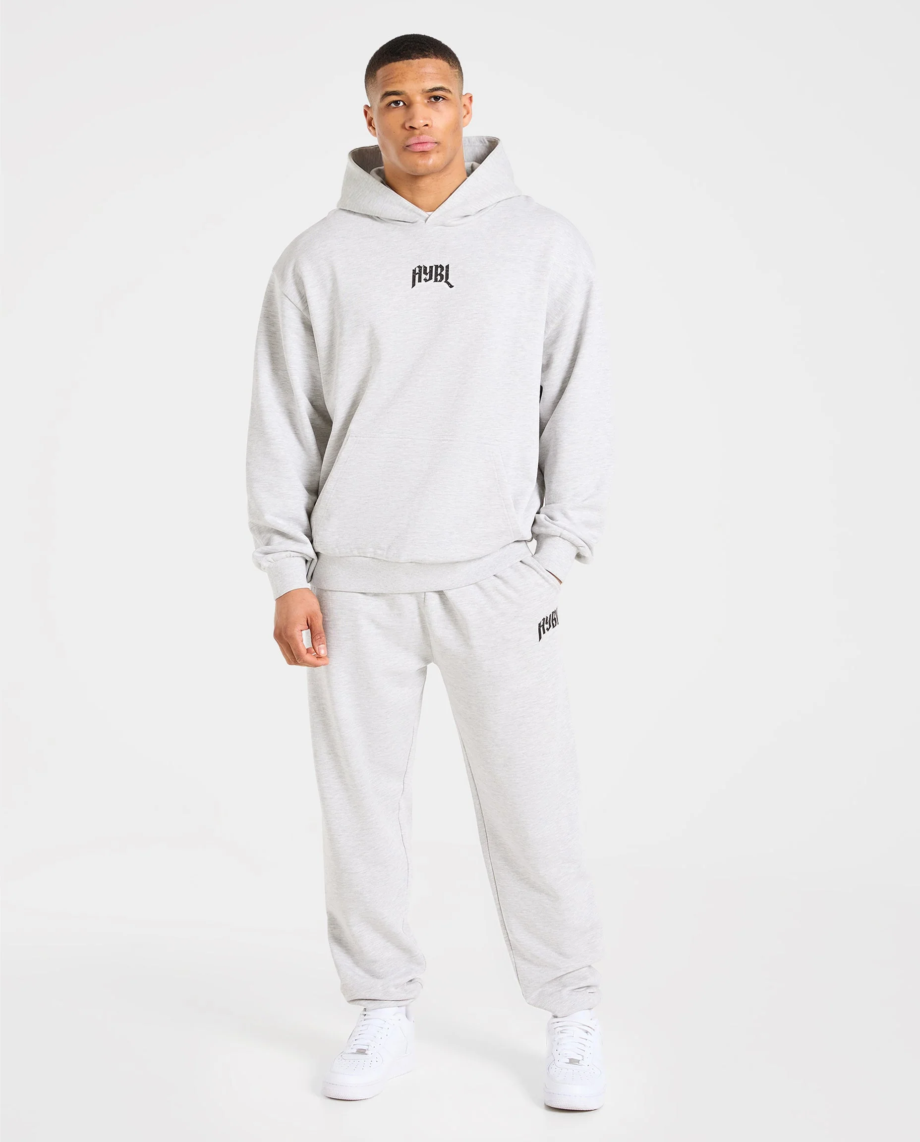Heavy Lifting Gothic Oversized Hoodie - Gris Marl - Image 3