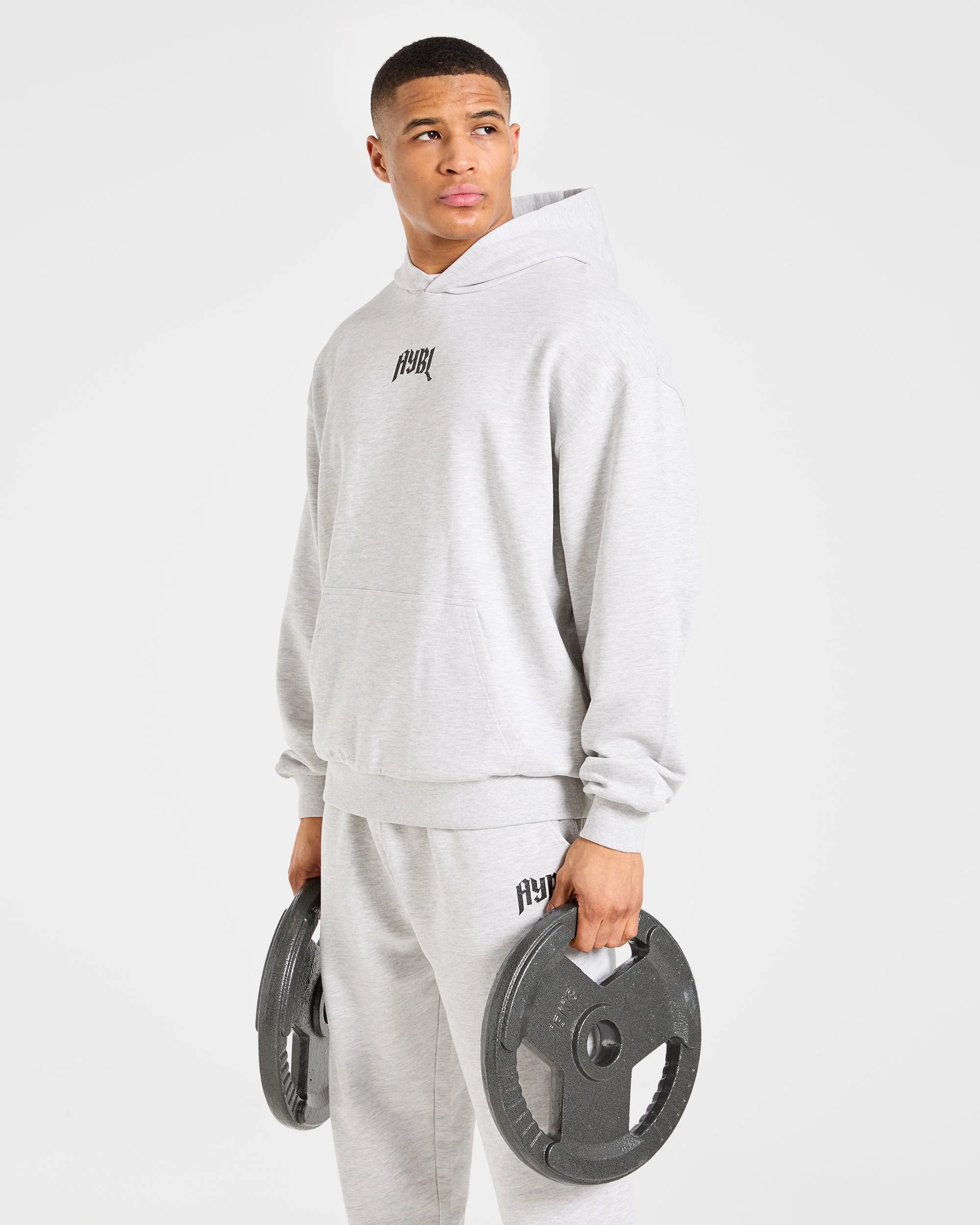Heavy Lifting Gothic Oversized Hoodie - Gris Marl - Image 7