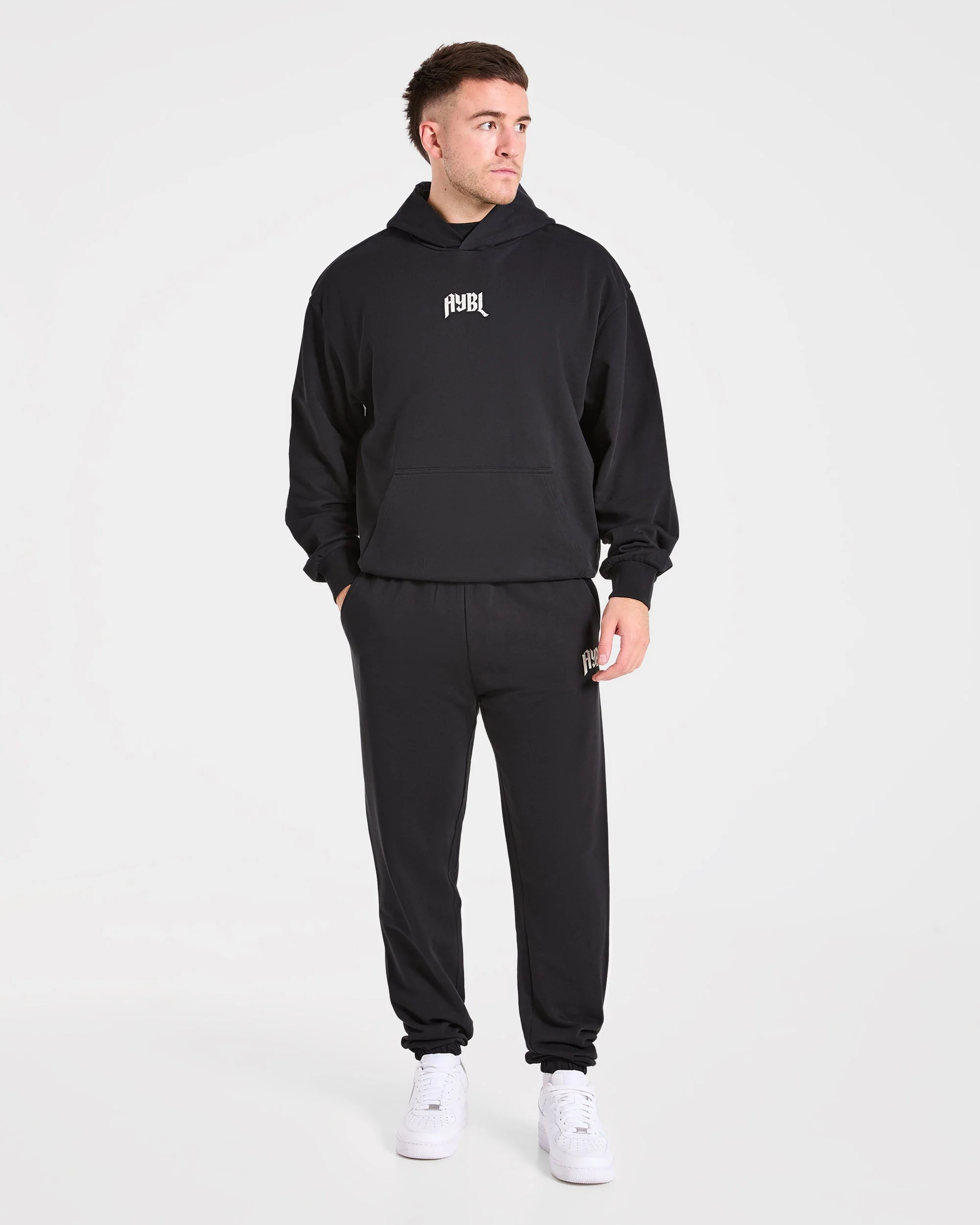 Heavy Lifting Gothic Oversized Joggers - Noir/Off Blanc - Image 3