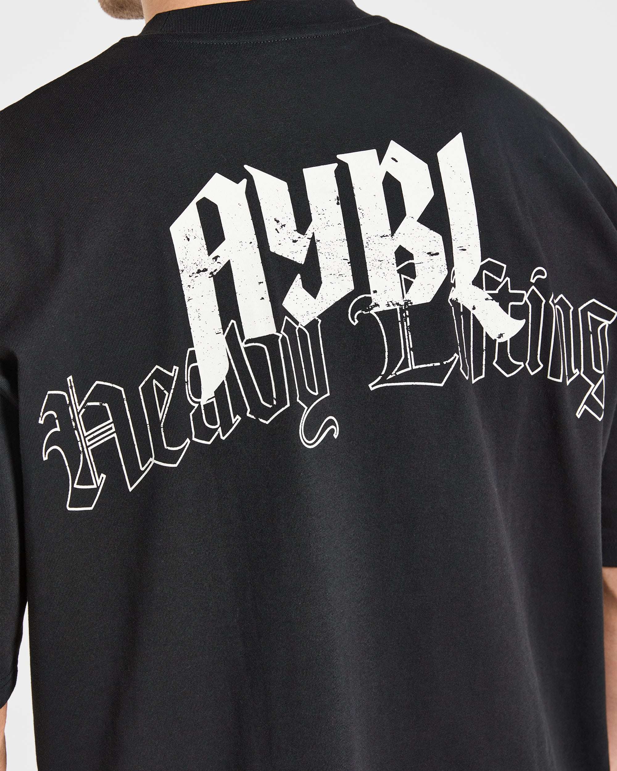 Heavy Lifting Gothic Oversized T Shirt - Noir/Off Blanc - Image 6