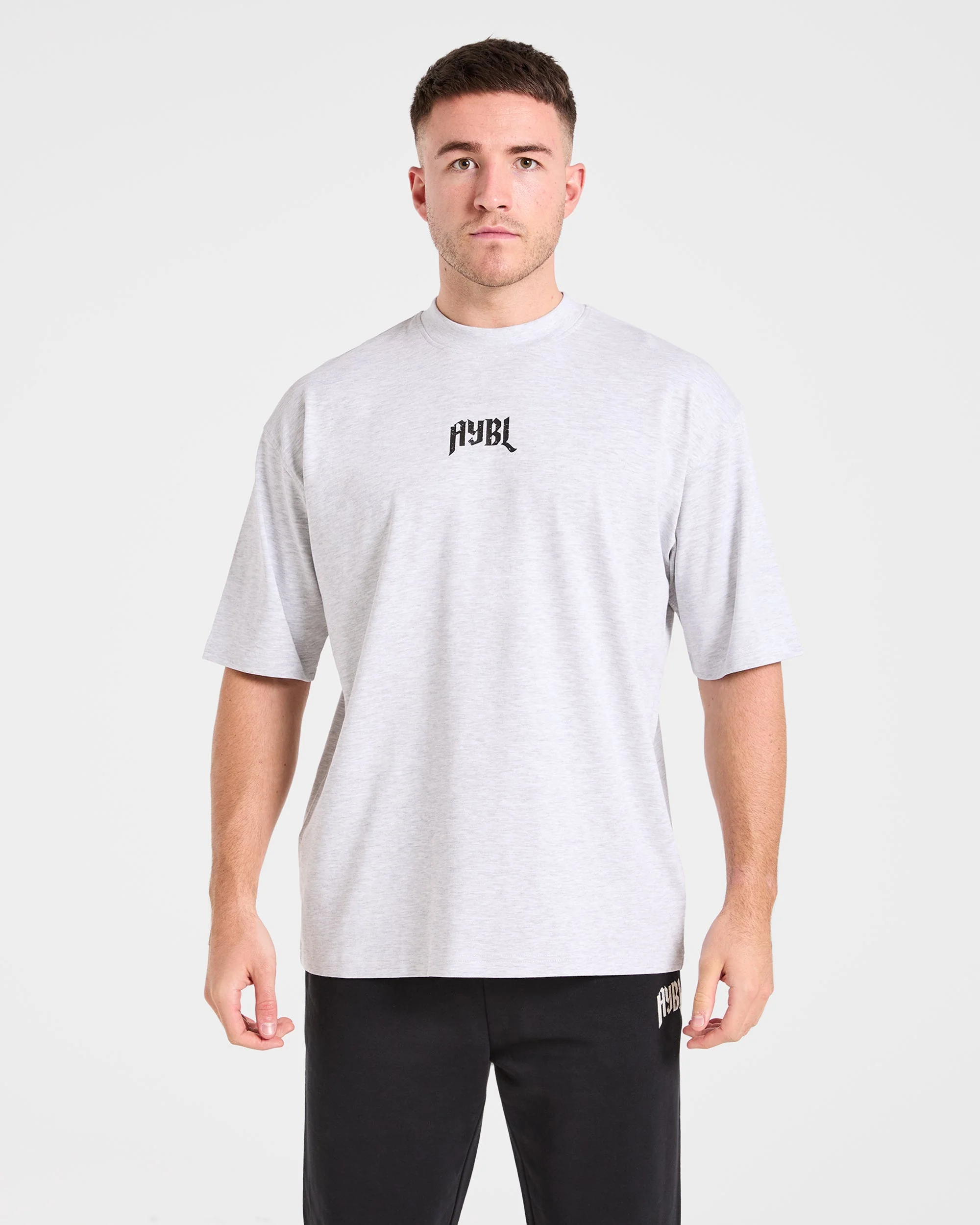 Heavy Lifting Gothic Oversized T Shirt - Gris Marl - Image 2