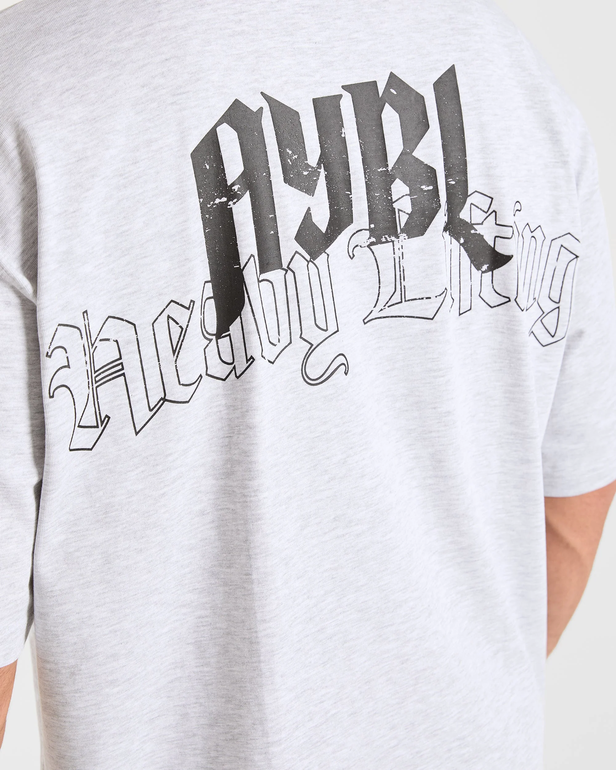 Heavy Lifting Gothic Oversized T Shirt - Gris Marl - Image 6