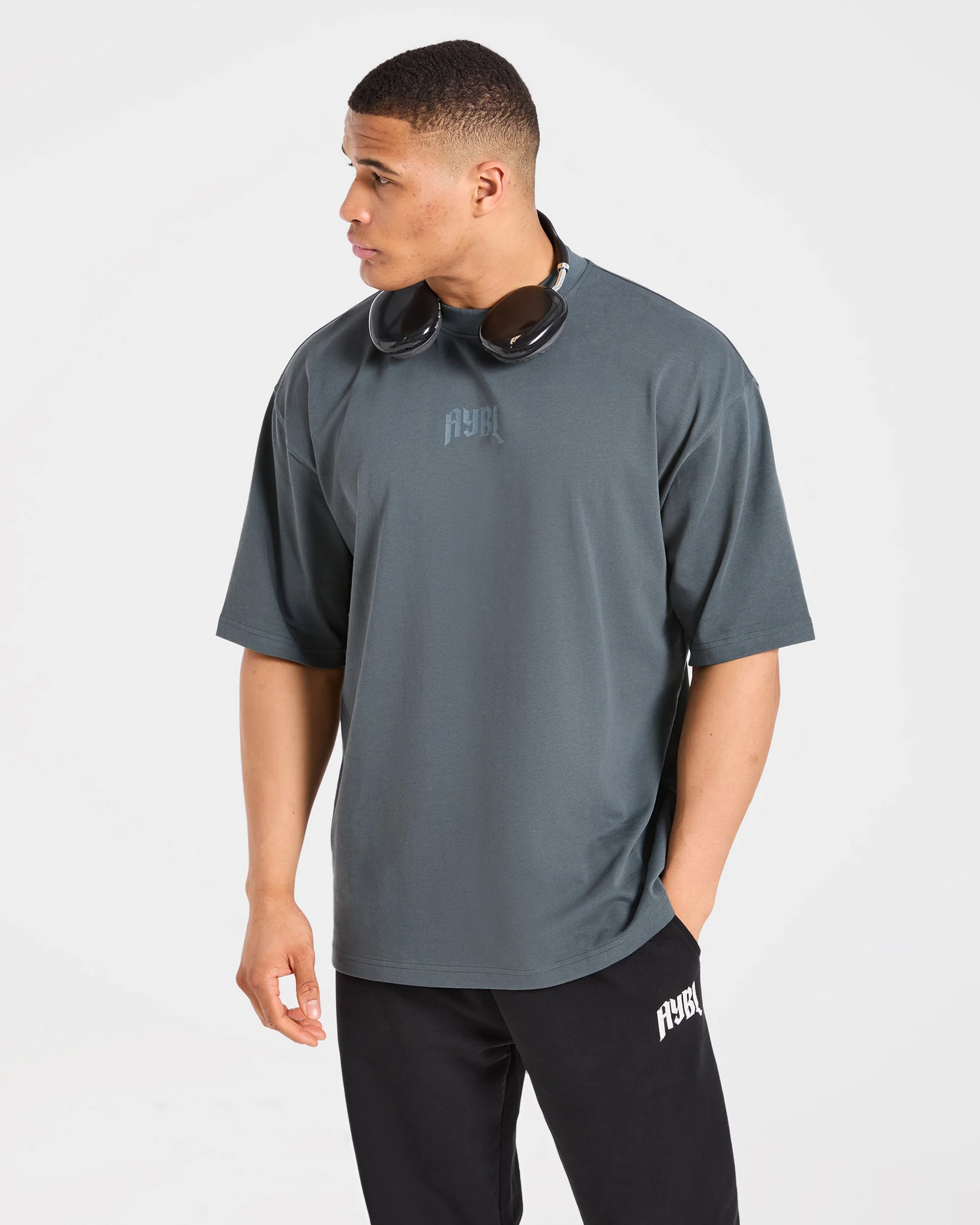 Heavy Lifting Gothic Oversized T Shirt - Iron Slate - Image 8