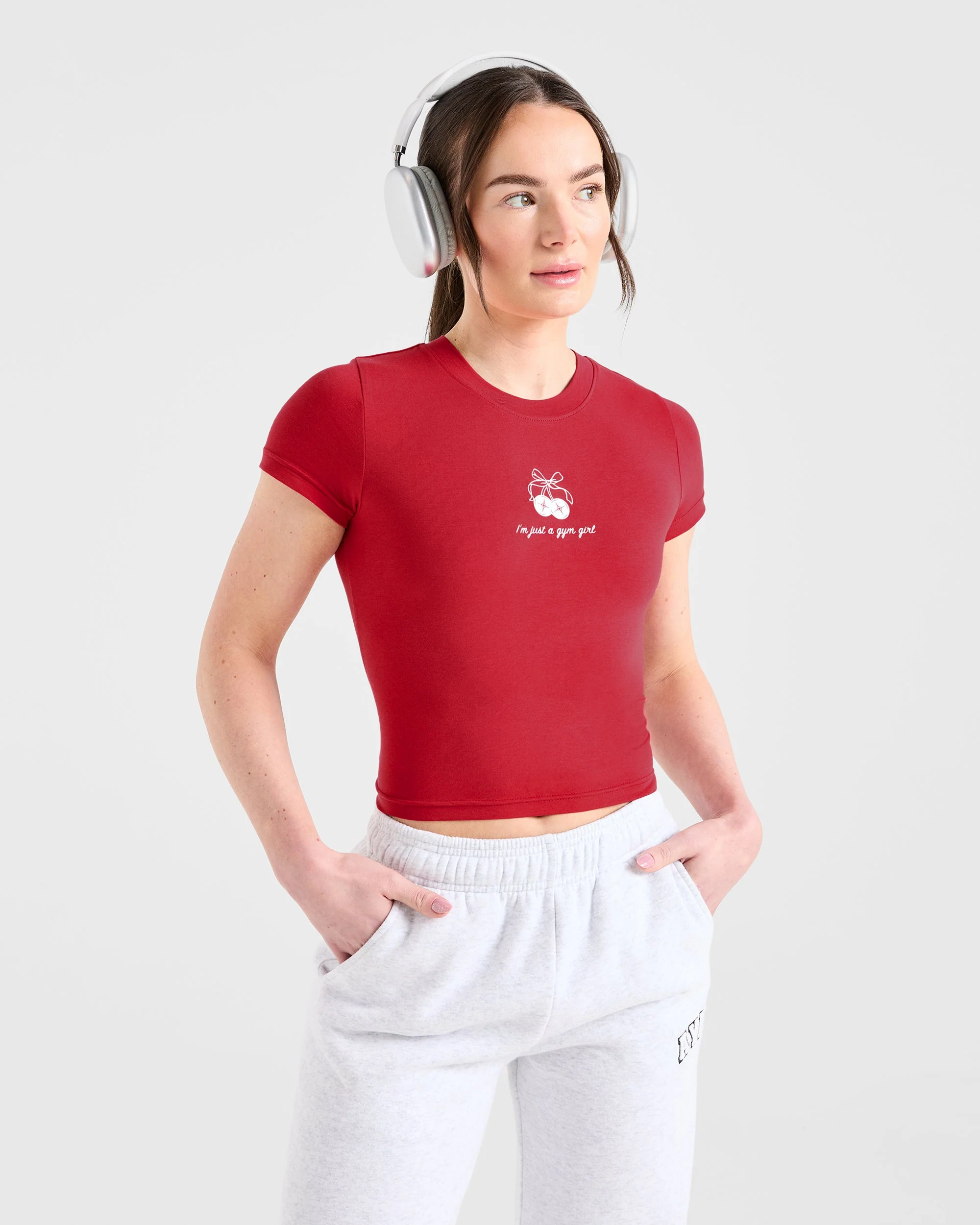 Just a Gym Girl Baby Tee - Red - Image 7