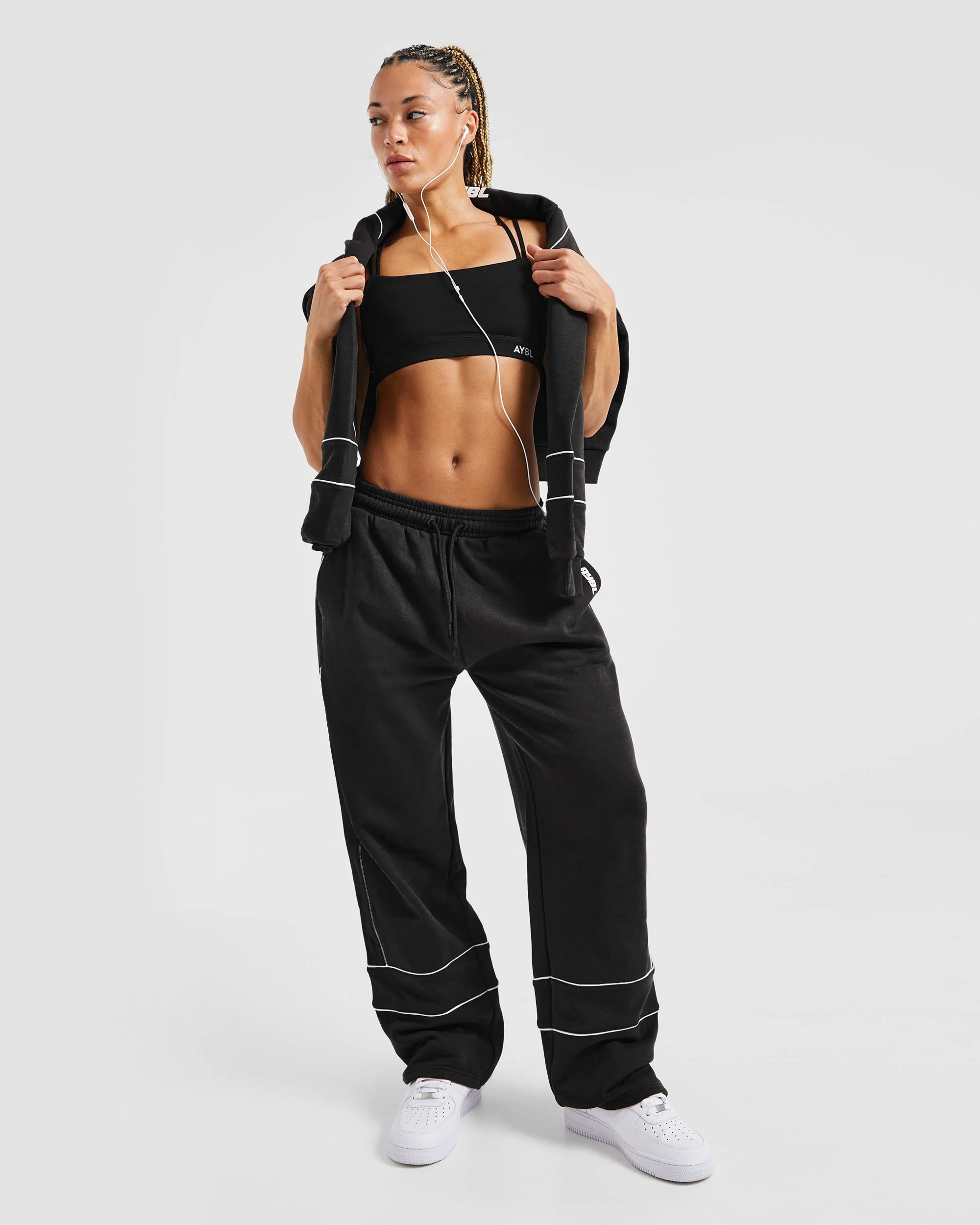 Justine Oversized Straight Leg Joggers - Washed Black - Image 7