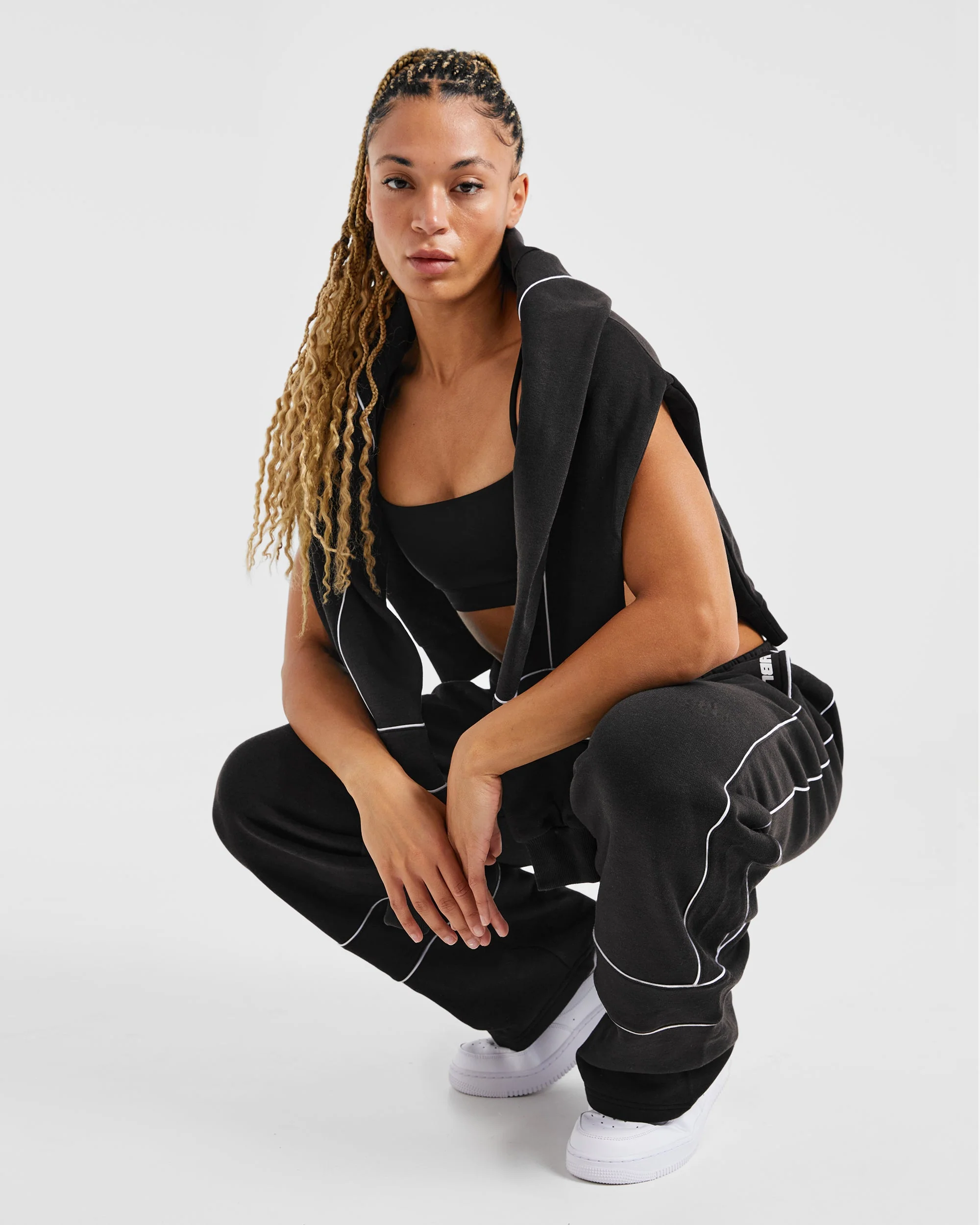 Justine Oversized Straight Leg Joggers - Washed Black - Image 8