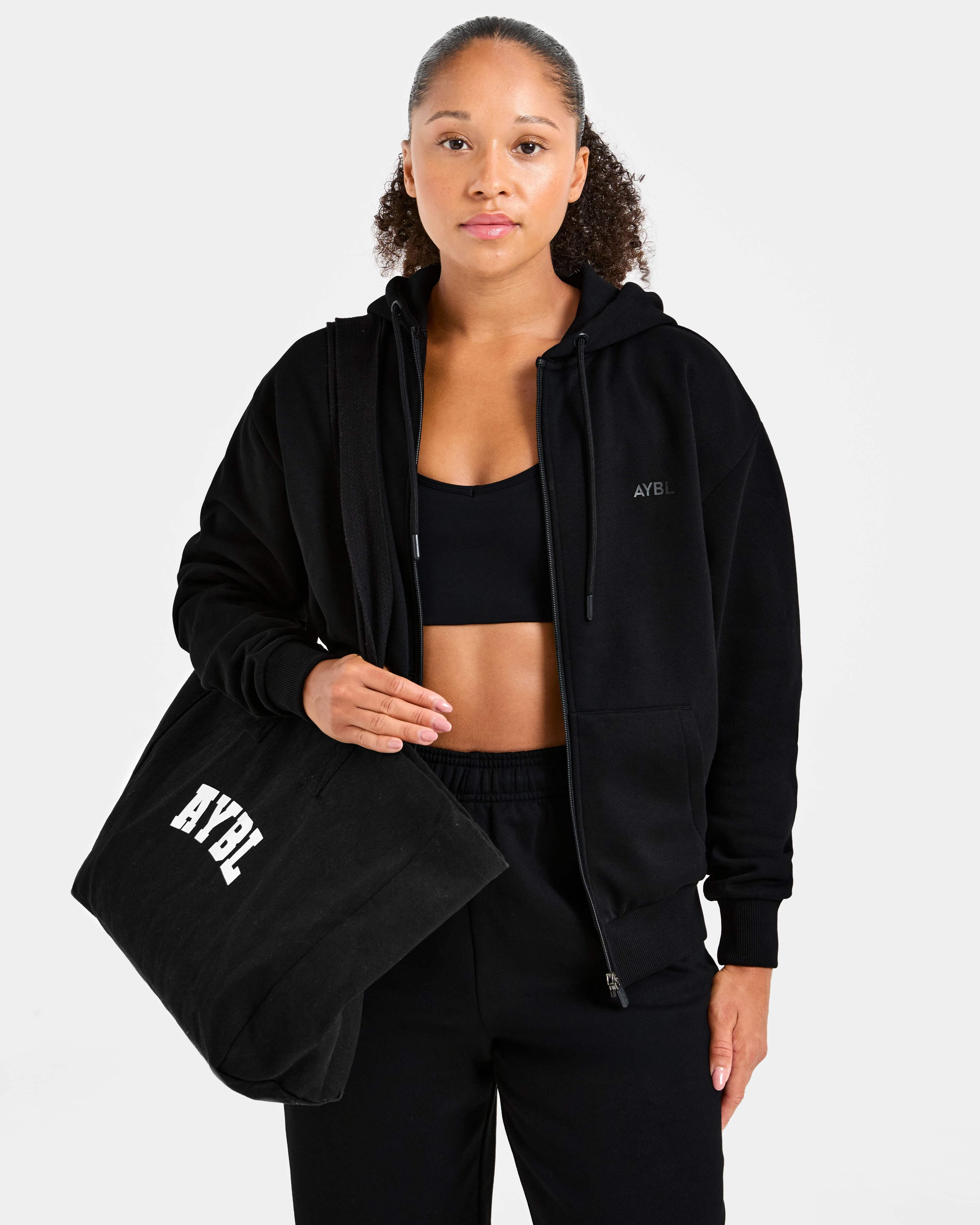 Lifestyle Oversized Zip Up Hoodie - Noir - Image 8